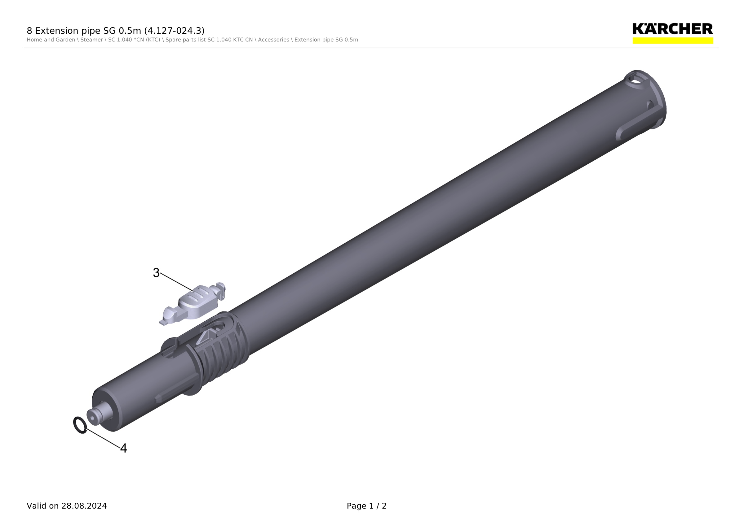 8 Extension pipe SG 0.5m (4.127-024.3)