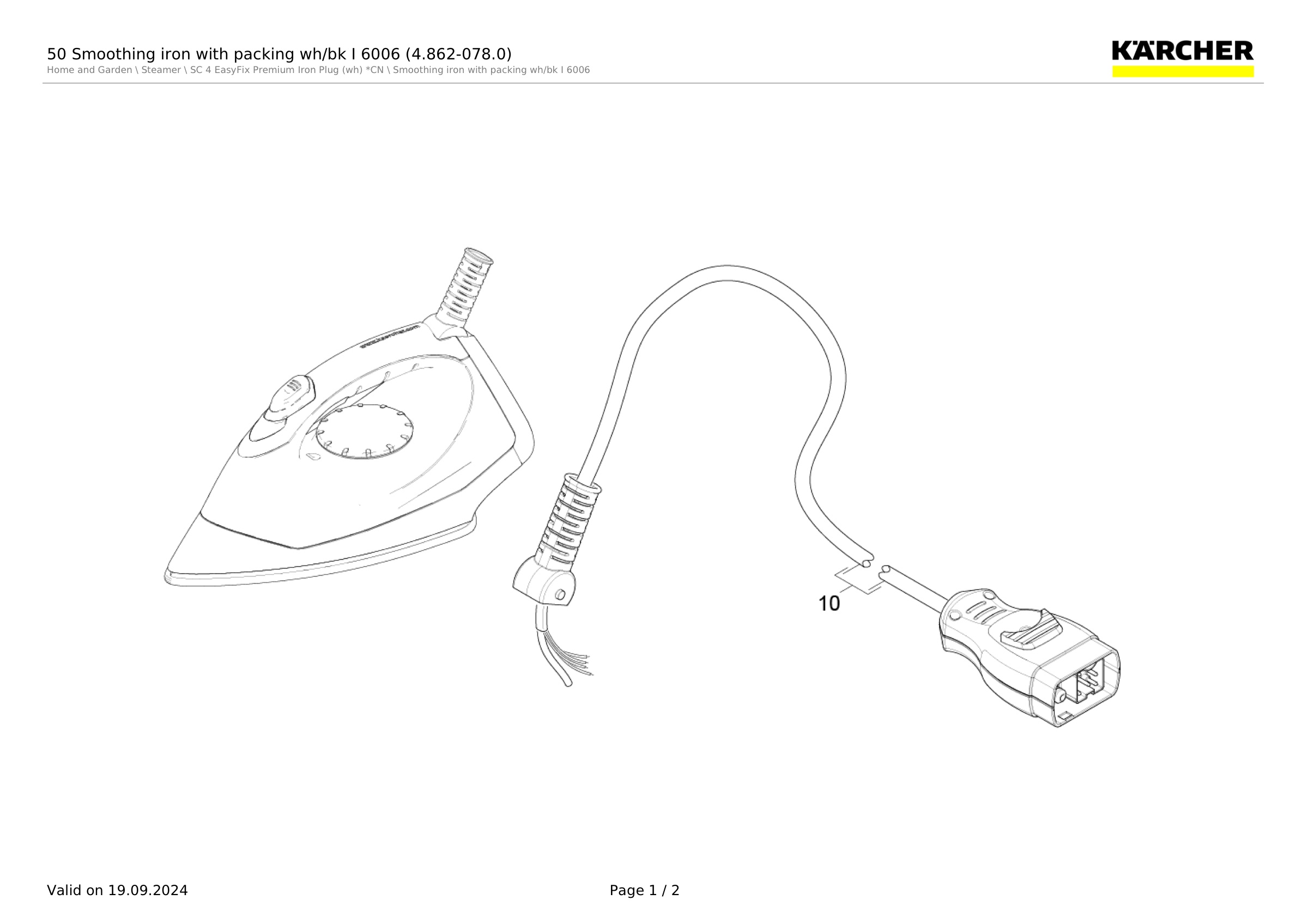 50 Smoothing iron with packing wh/bk I 6006 (4.862-078.0)