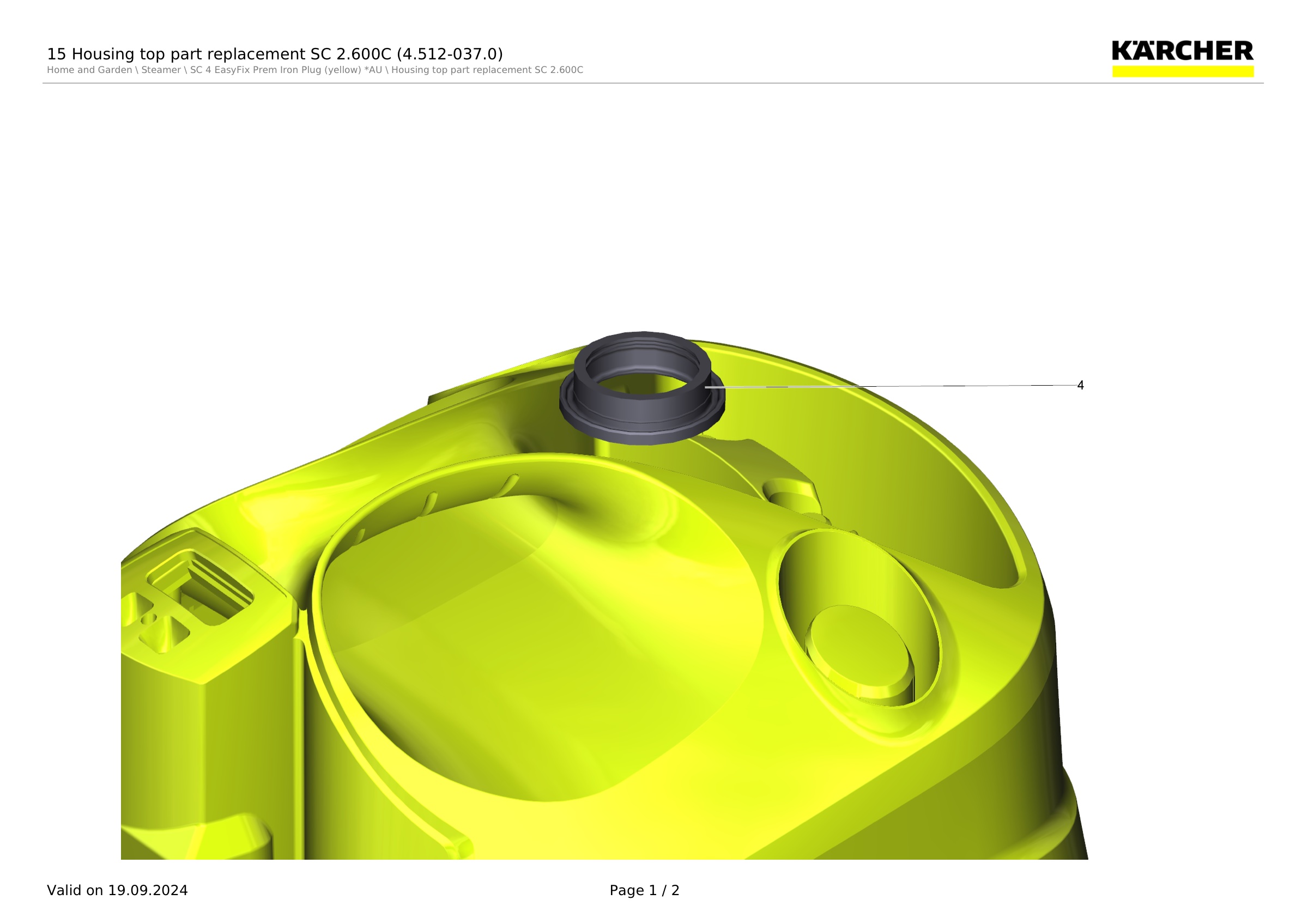 15 Housing top part replacement SC 2.600C (4.512-037.0)