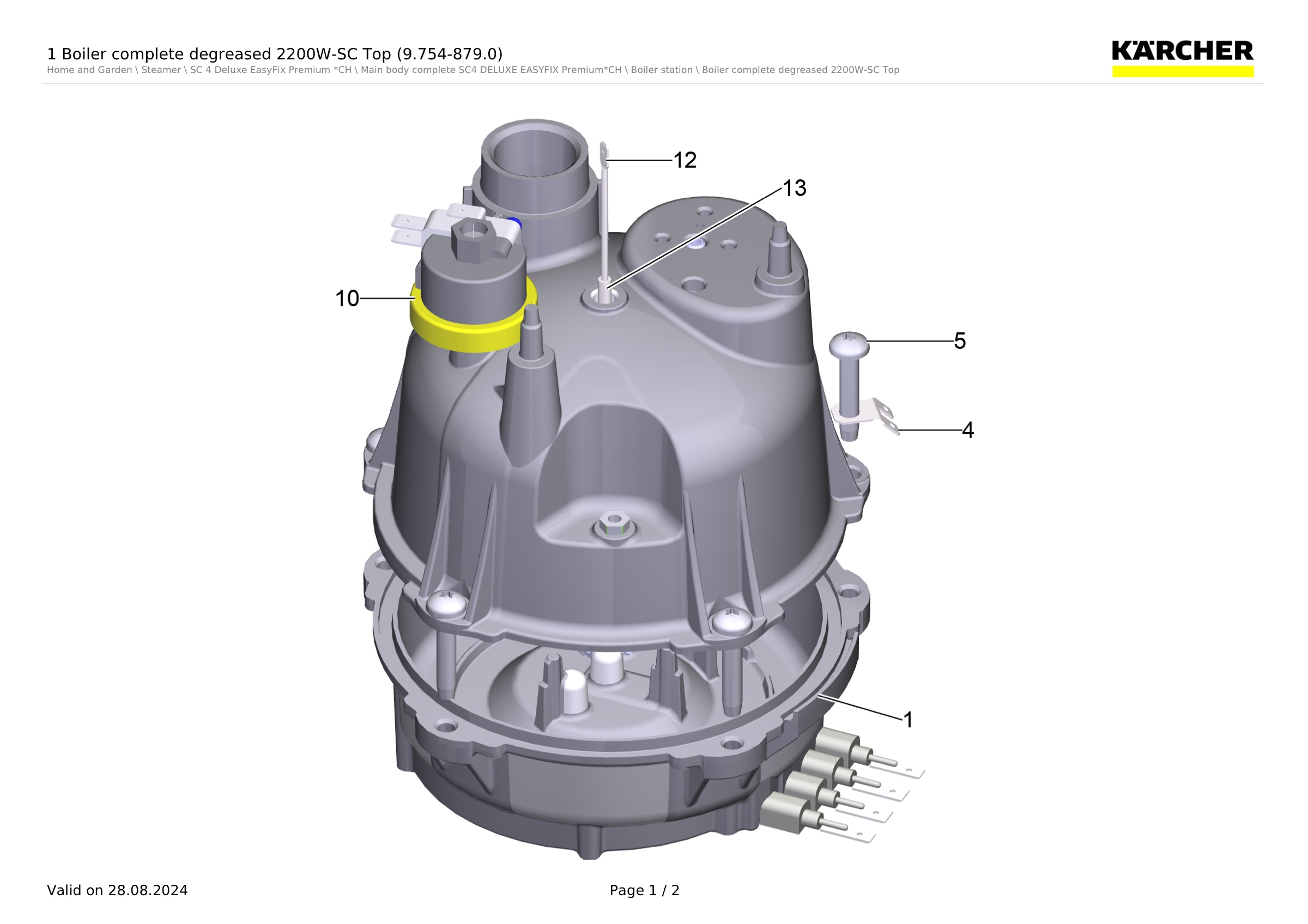 1 Boiler complete degreased 2200W-SC Top (9.754-879.0)