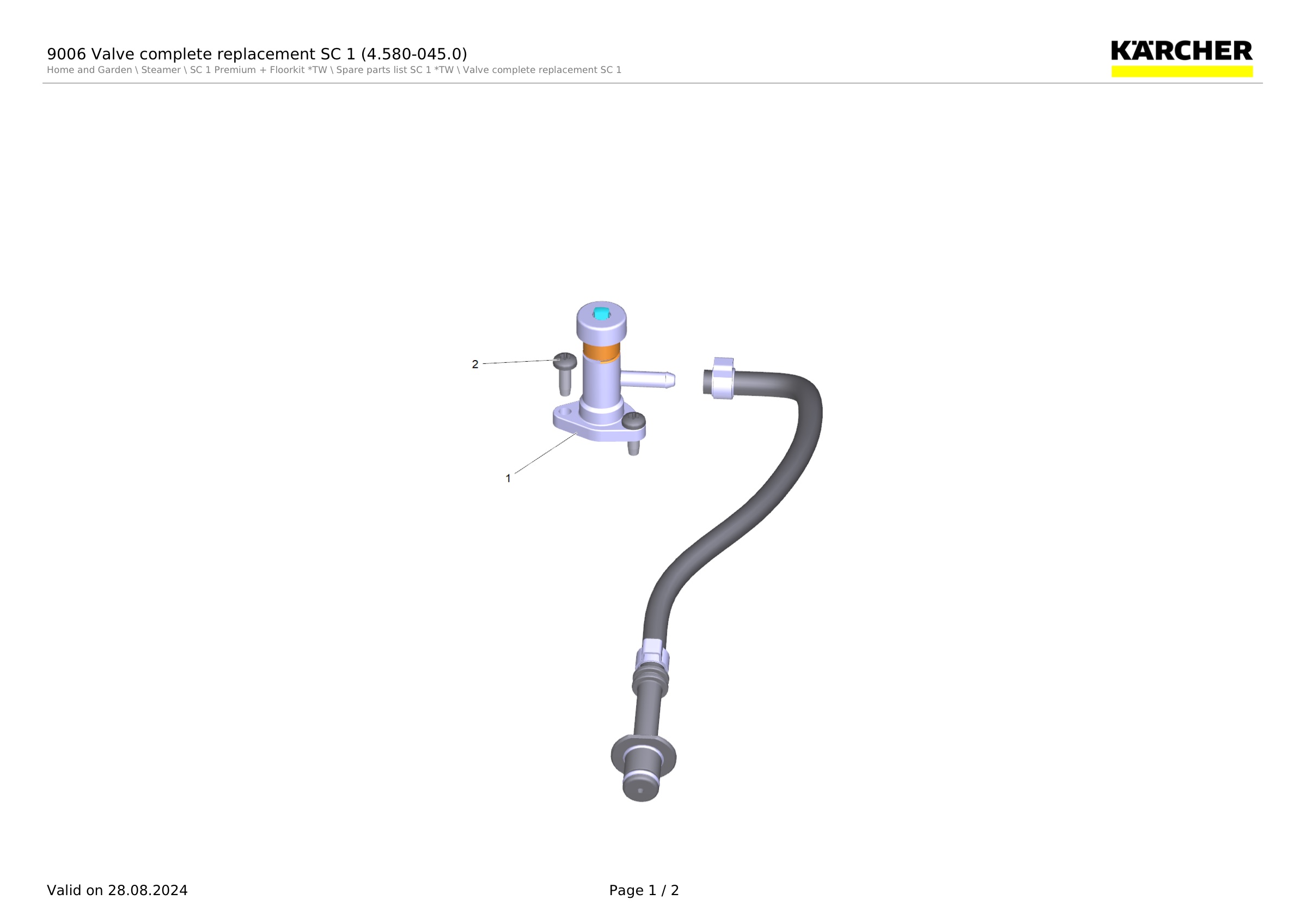 9006 Valve complete replacement SC 1 (4.580-045.0)
