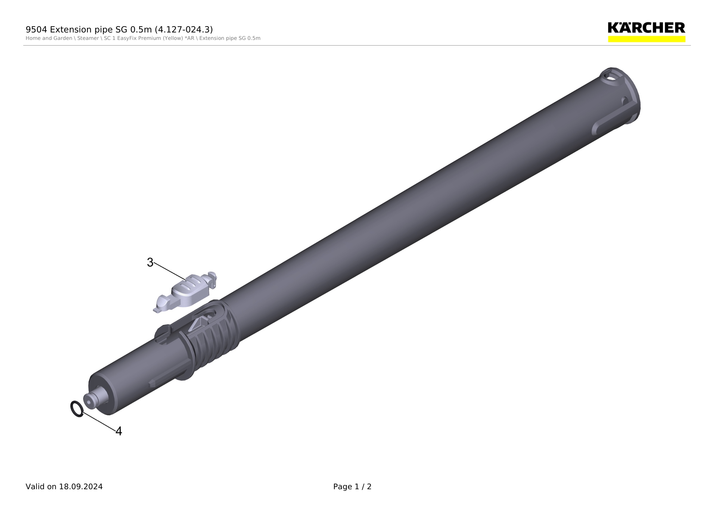 9504 Extension pipe SG 0.5m (4.127-024.3)