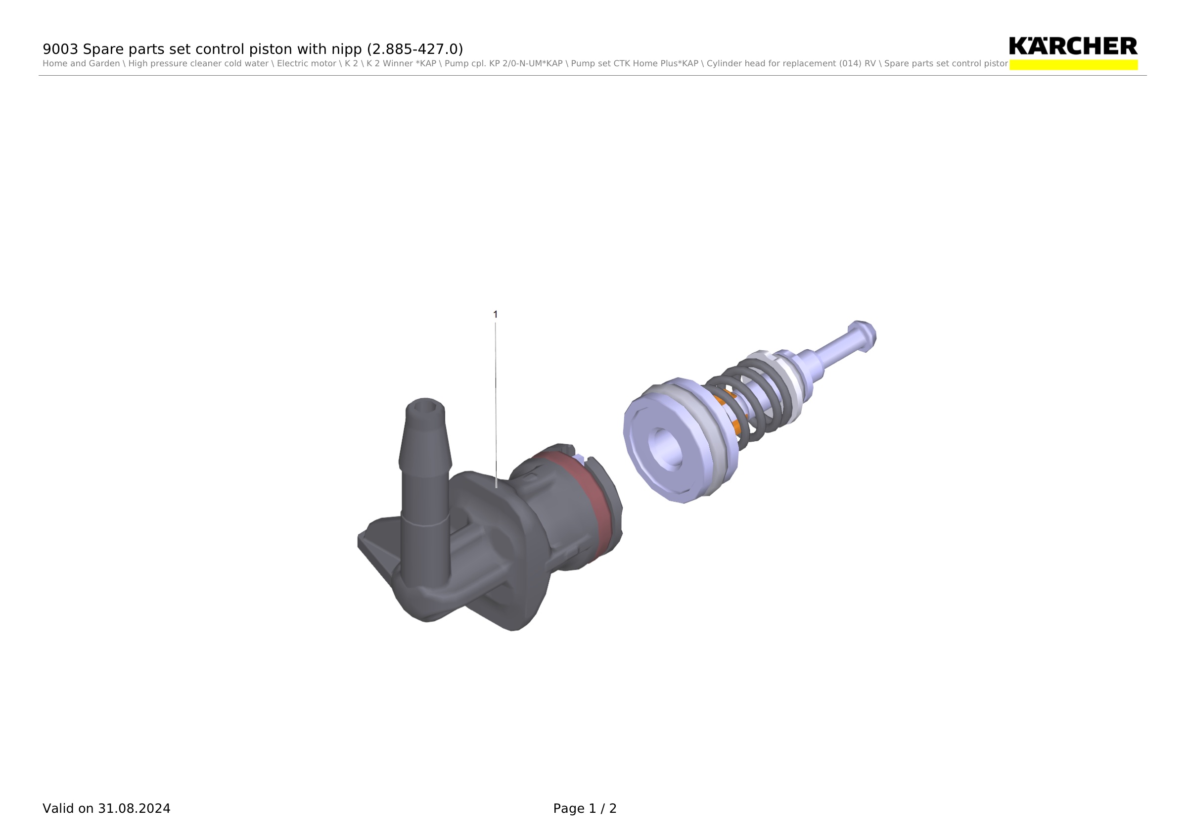 9003 Spare parts set control piston with nipp (2.885-427.0)