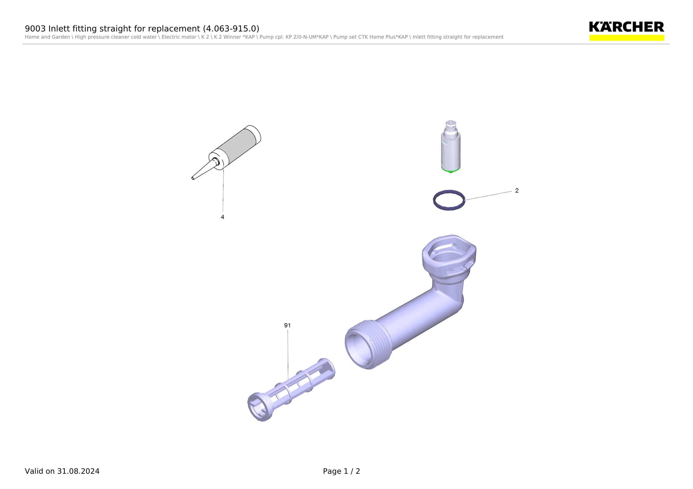 9003 Inlett fitting straight for replacement (4.063-915.0)