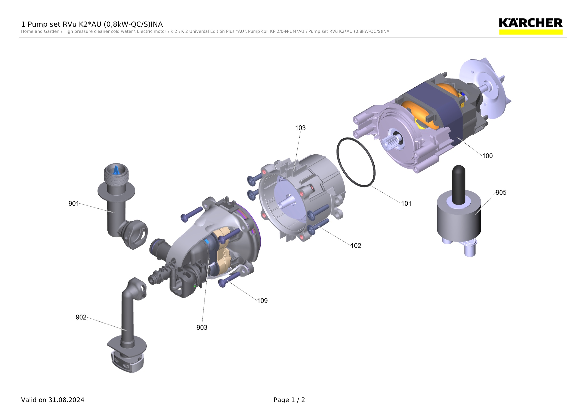 1 Pump set RVu K2*AU (0,8kW-QC/S)INA