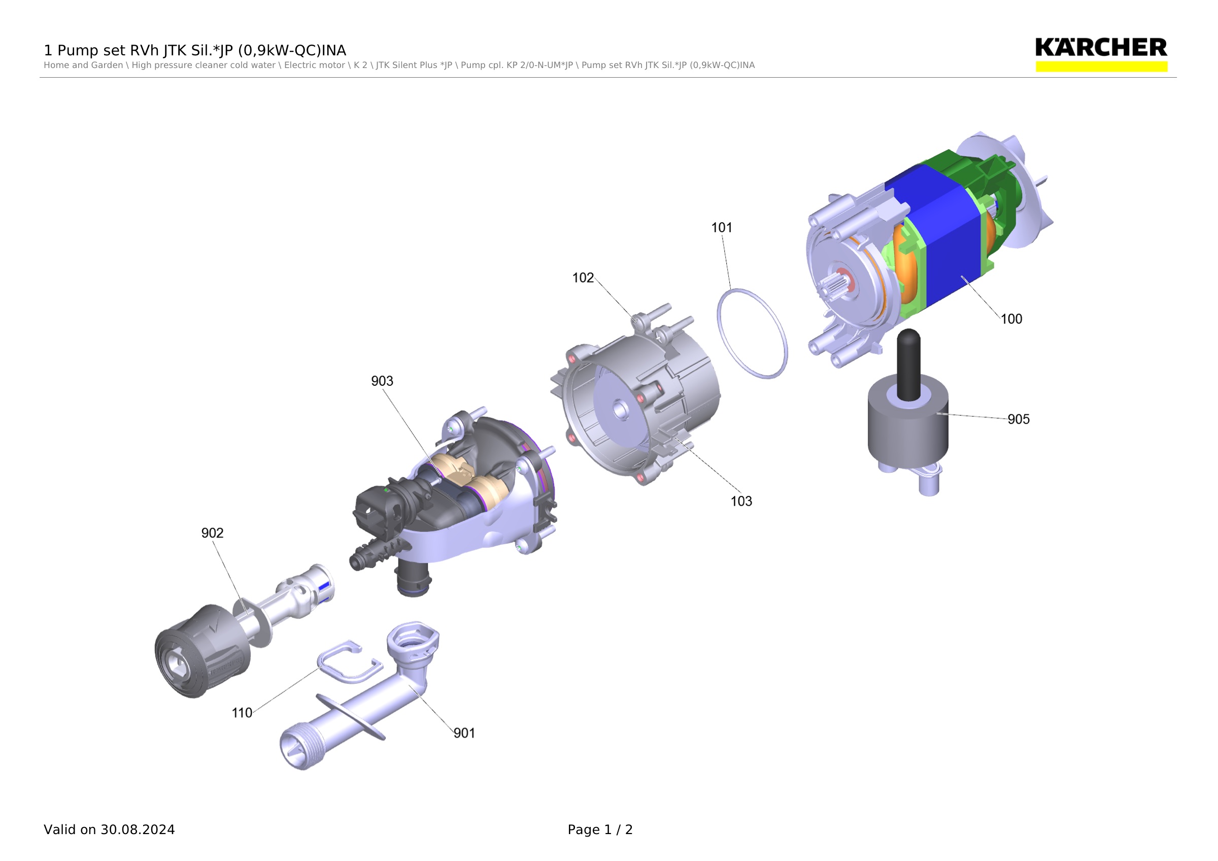 1 Pump set RVh JTK Sil.*JP (0,9kW-QC)INA