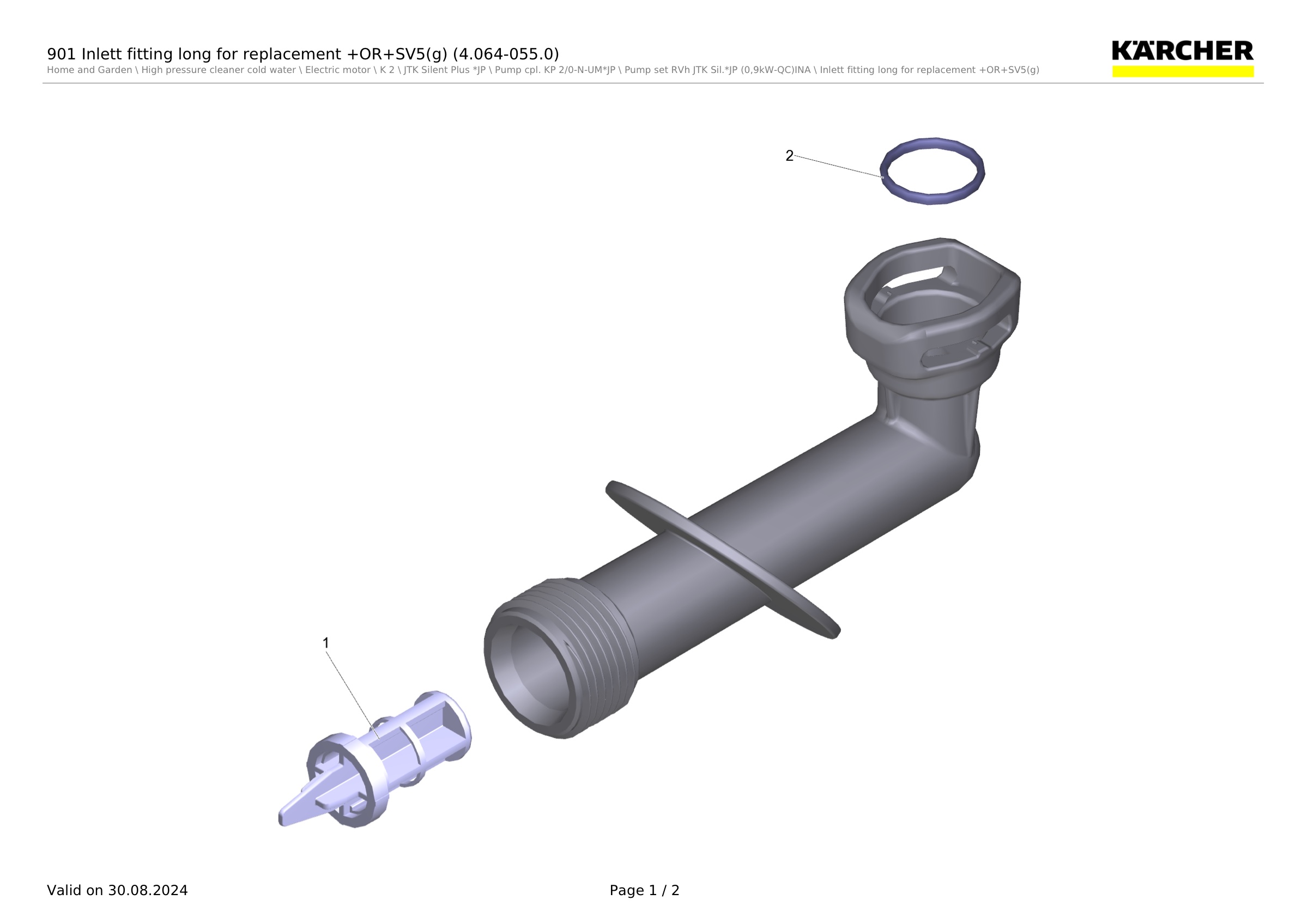 901 Inlett fitting long for replacement +OR+SV5(g) (4.064-055.0)