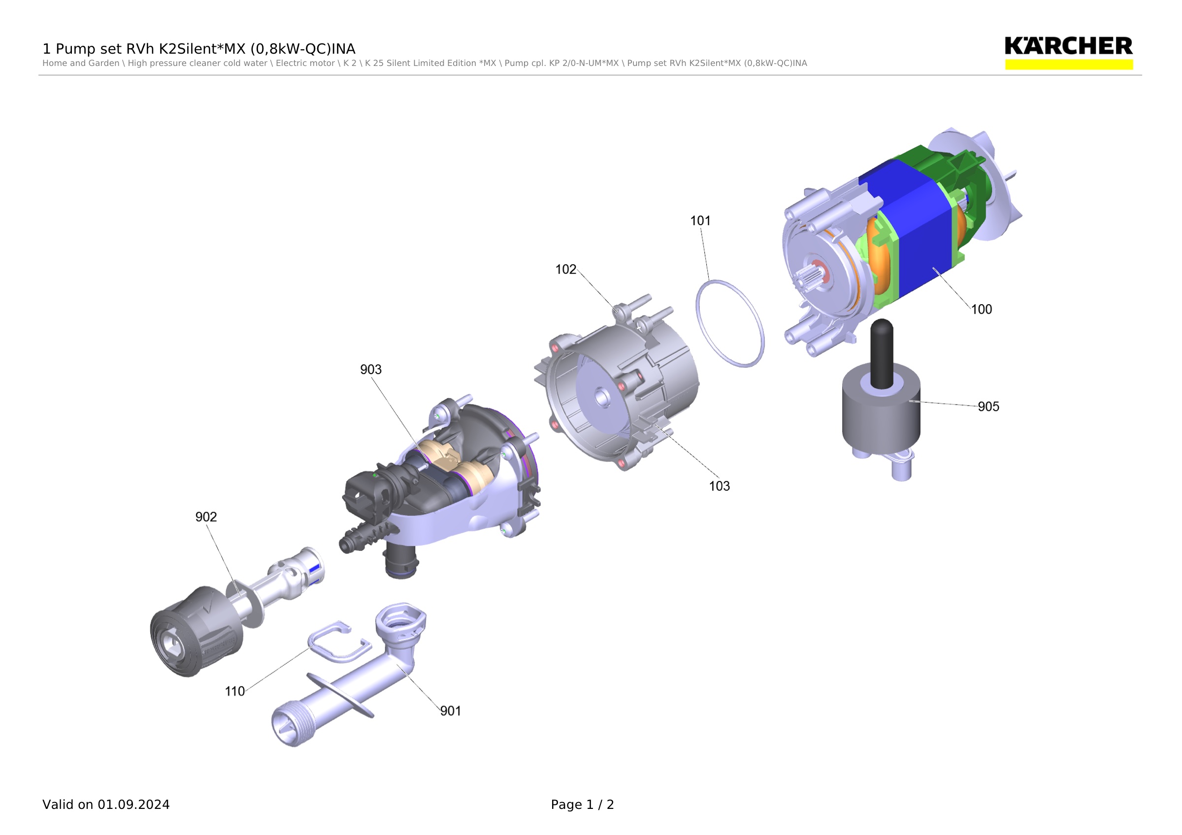 1 Pump set RVh K2Silent*MX (0,8kW-QC)INA