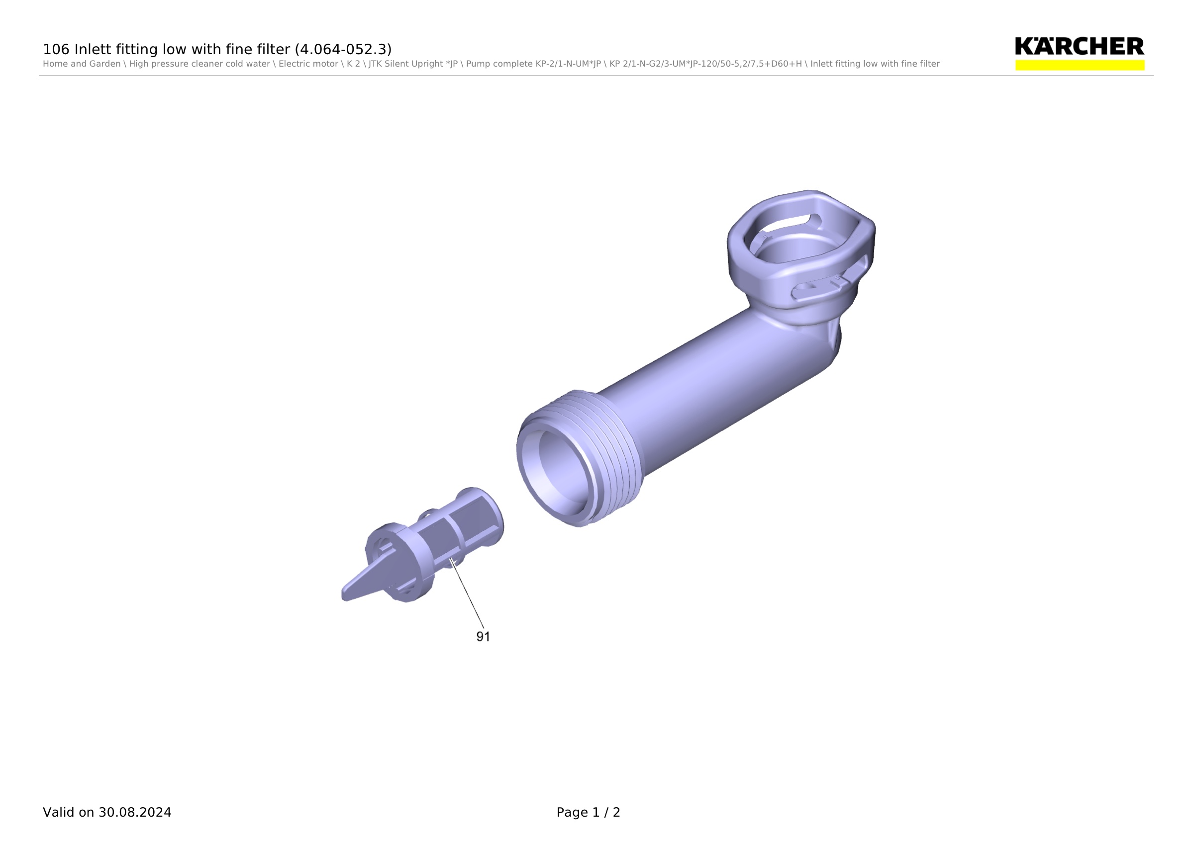 106 Inlett fitting low with fine filter (4.064-052.3)