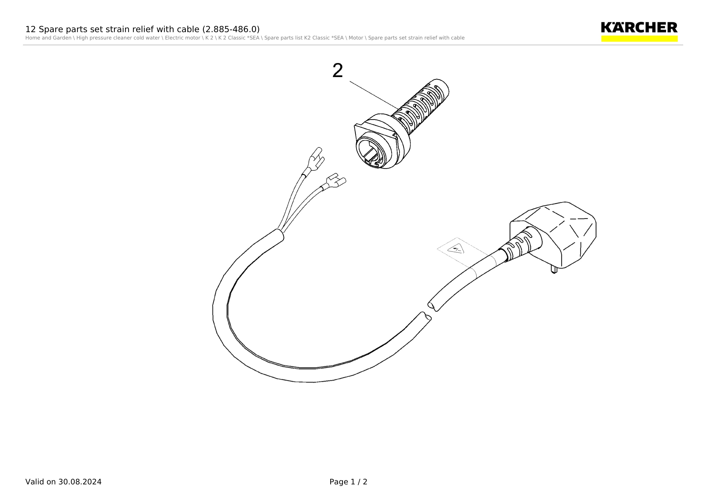 12 Spare parts set strain relief with cable (2.885-486.0)