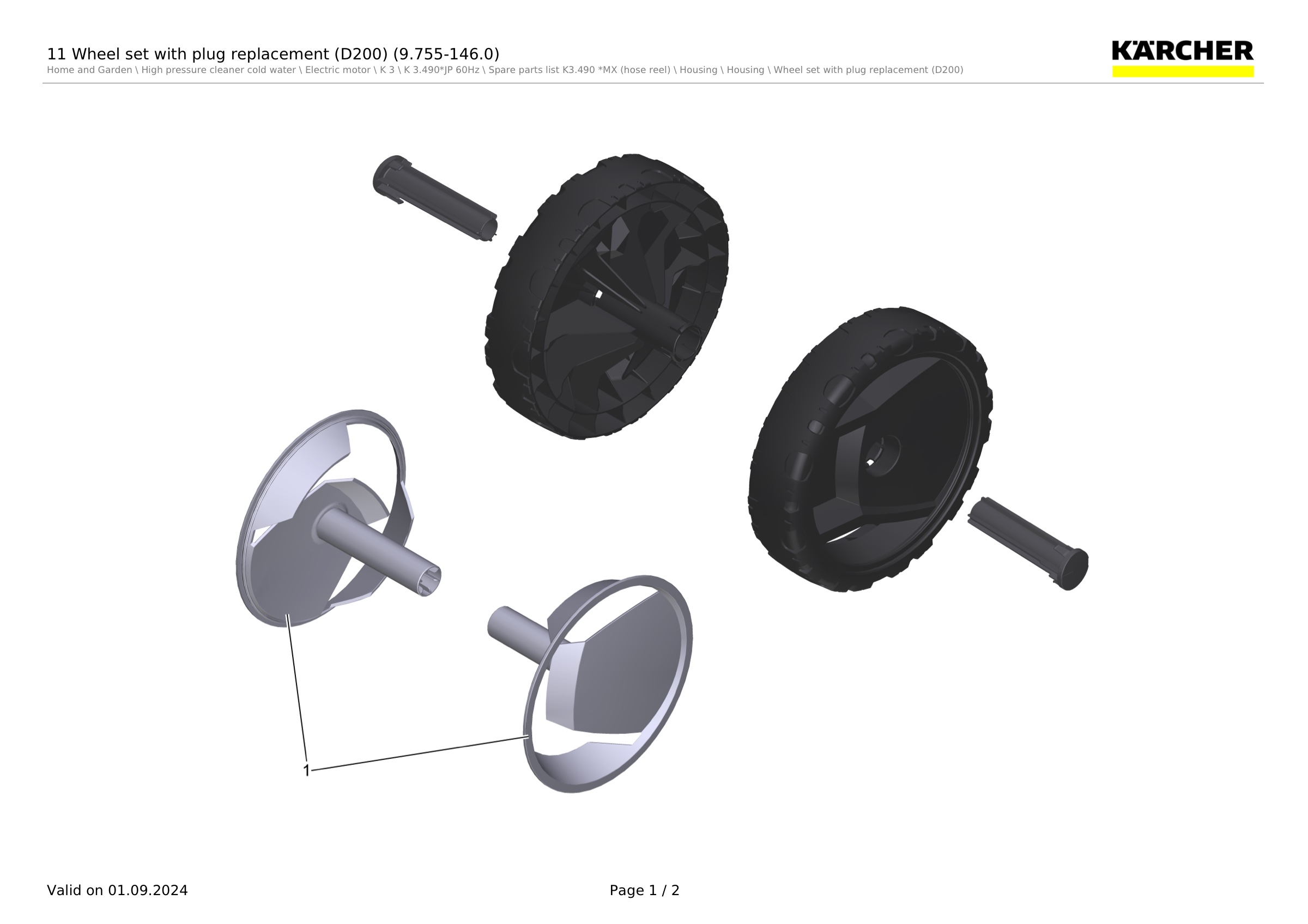 11 Wheel set with plug replacement (D200) (9.755-146.0)