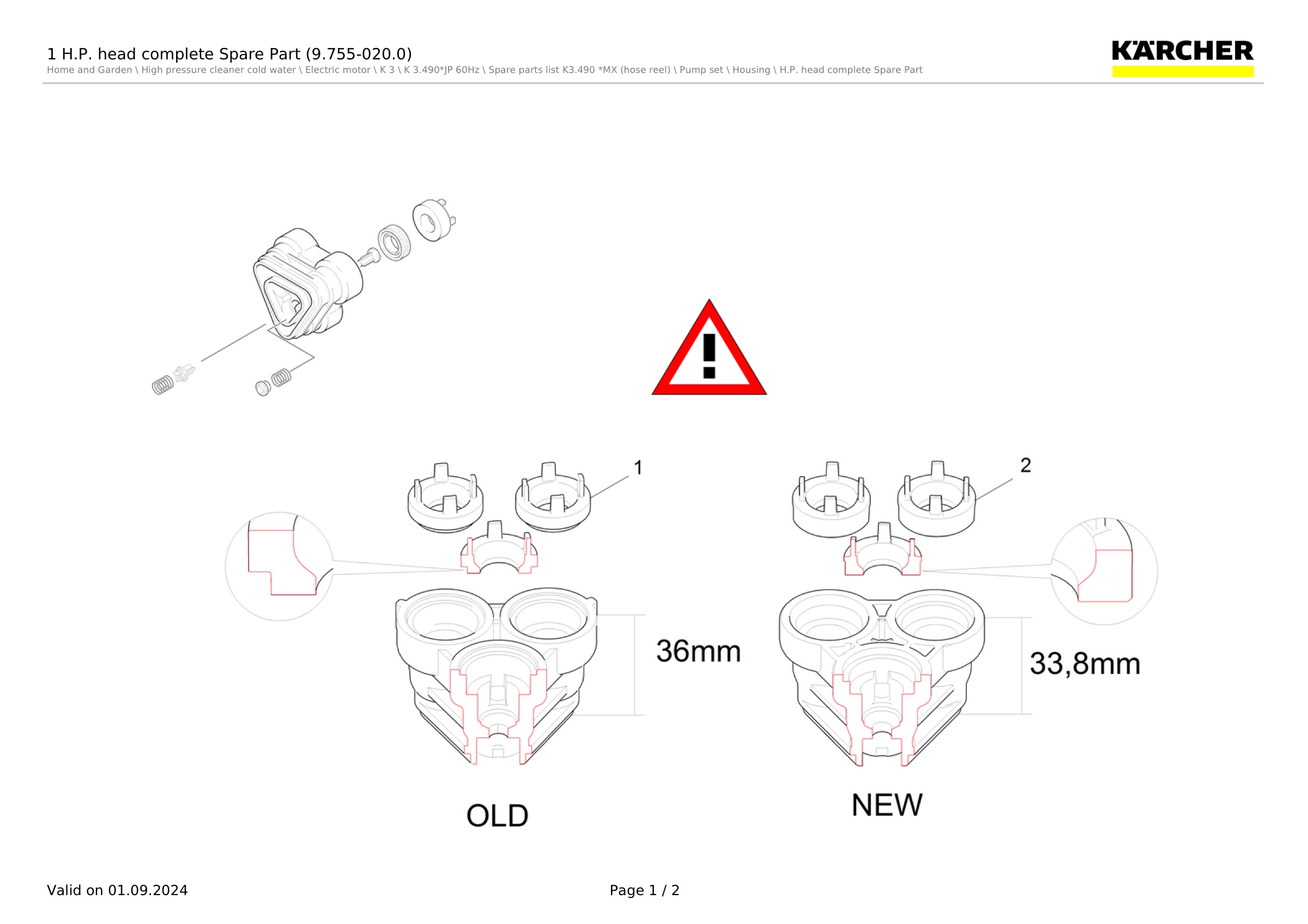 1 H.P. head complete Spare Part (9.755-020.0)