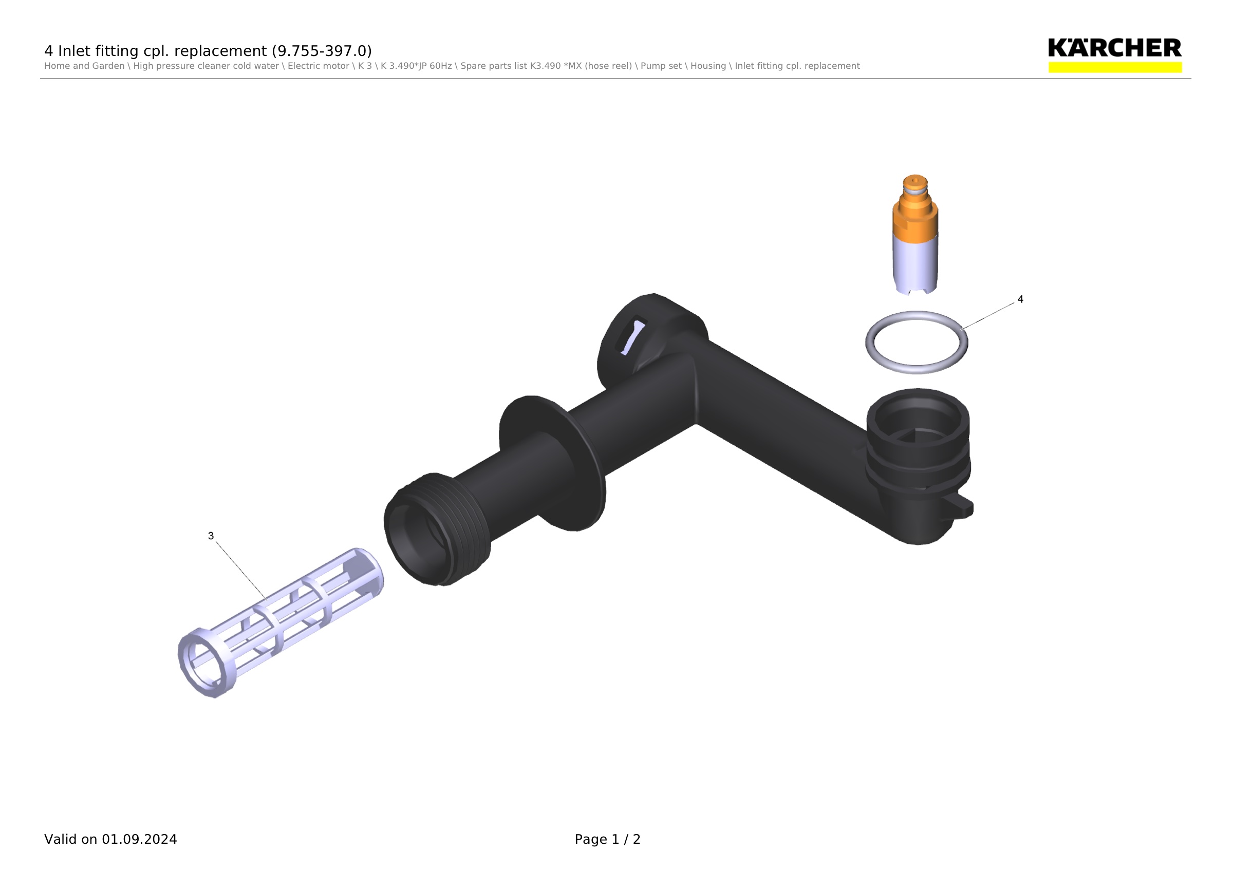 4 Inlet fitting cpl. replacement (9.755-397.0)