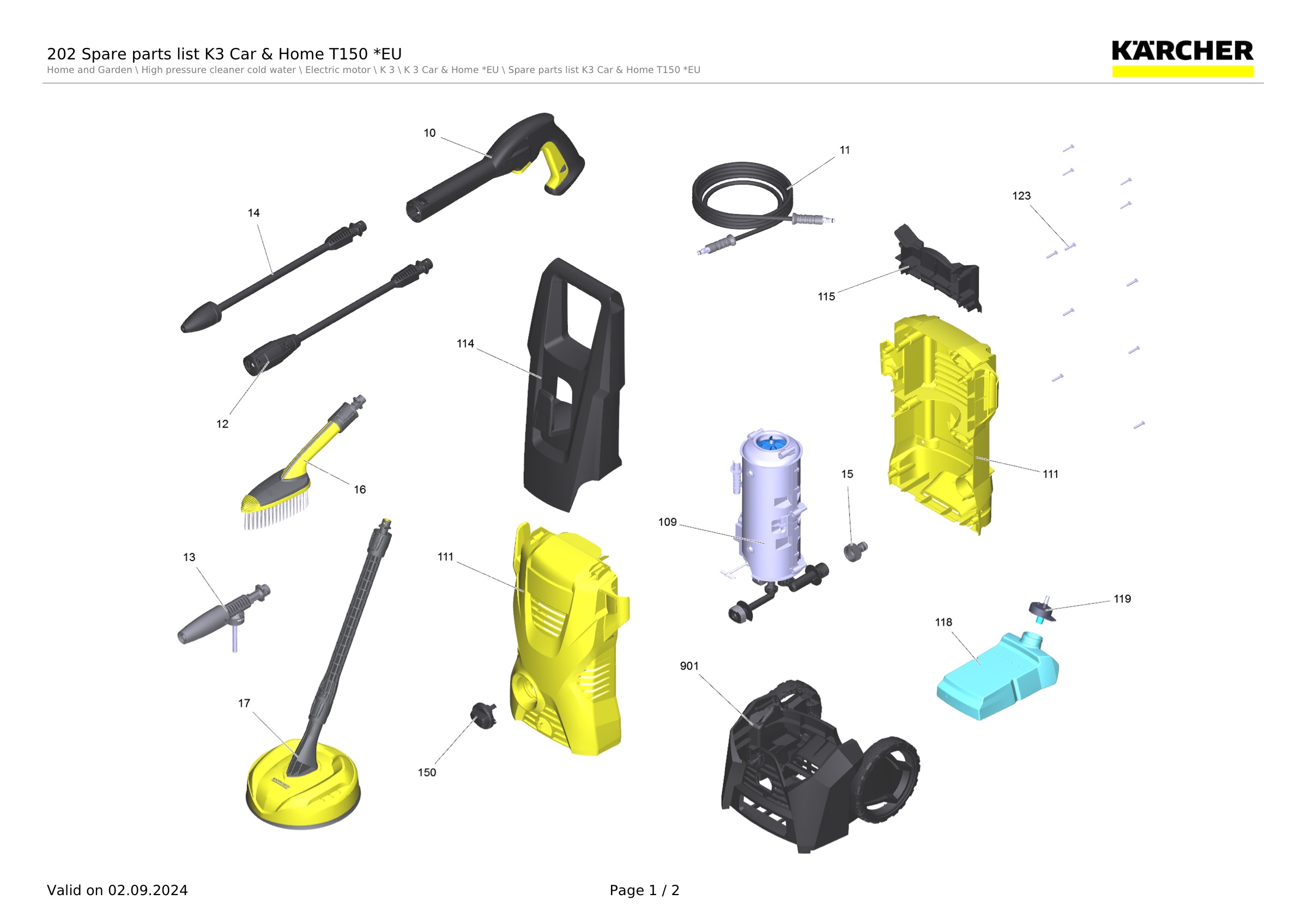 202 Spare parts list K3 Car & Home T150 *EU