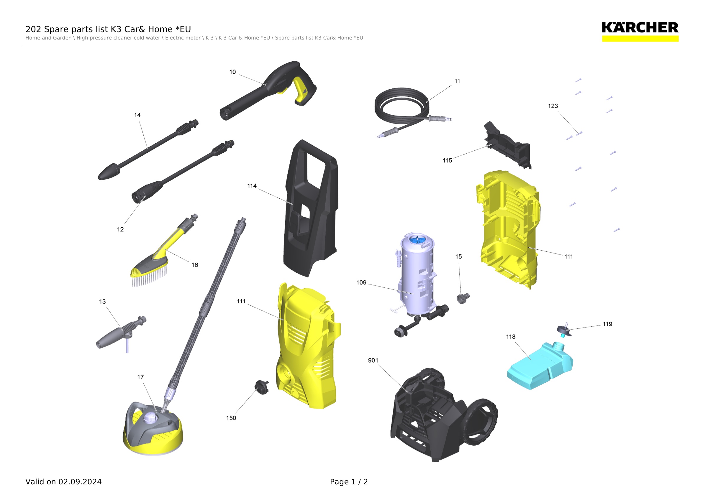 202 Spare parts list K3 Car& Home *EU