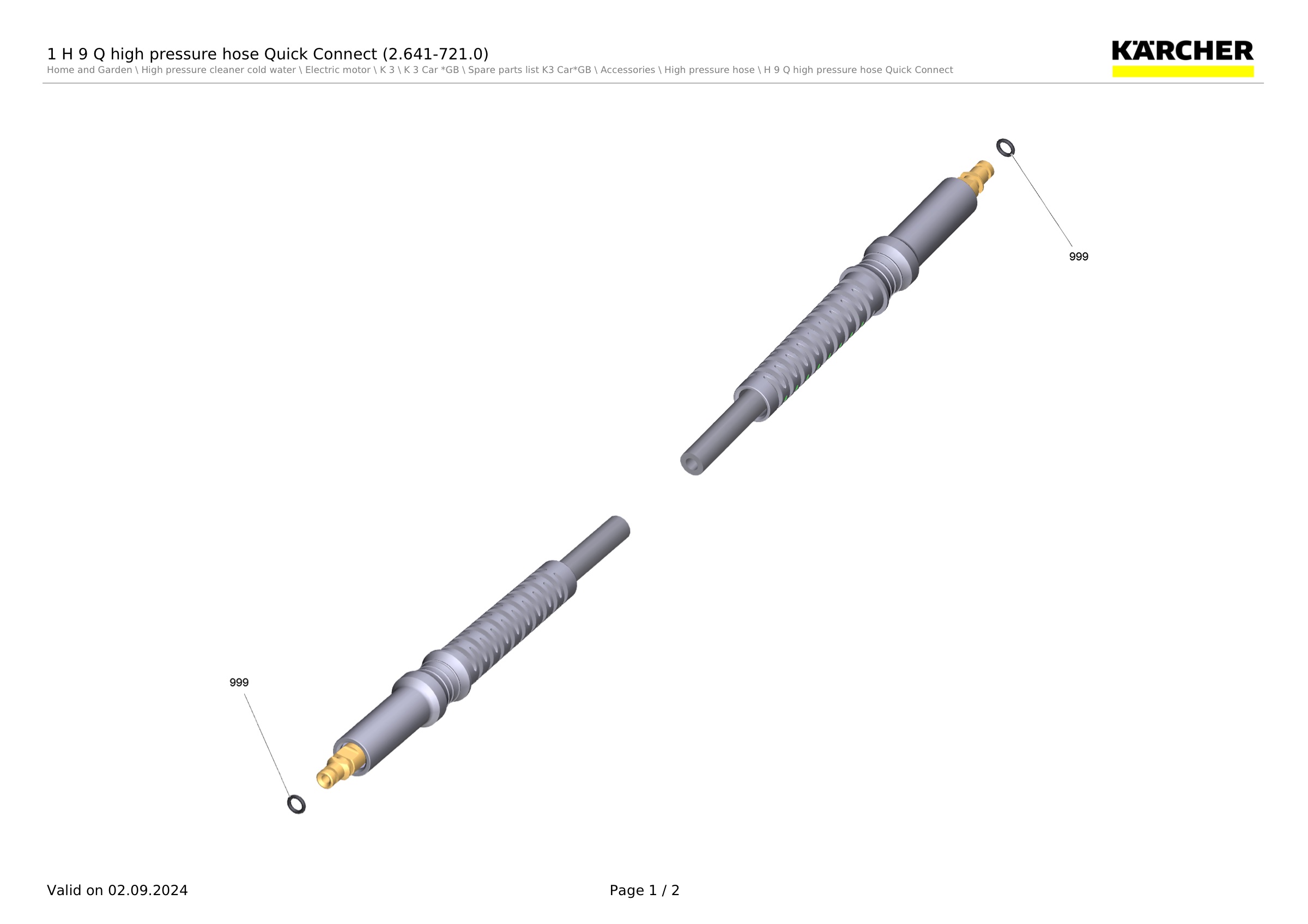 1 H 9 Q high pressure hose Quick Connect (2.641-721.0)