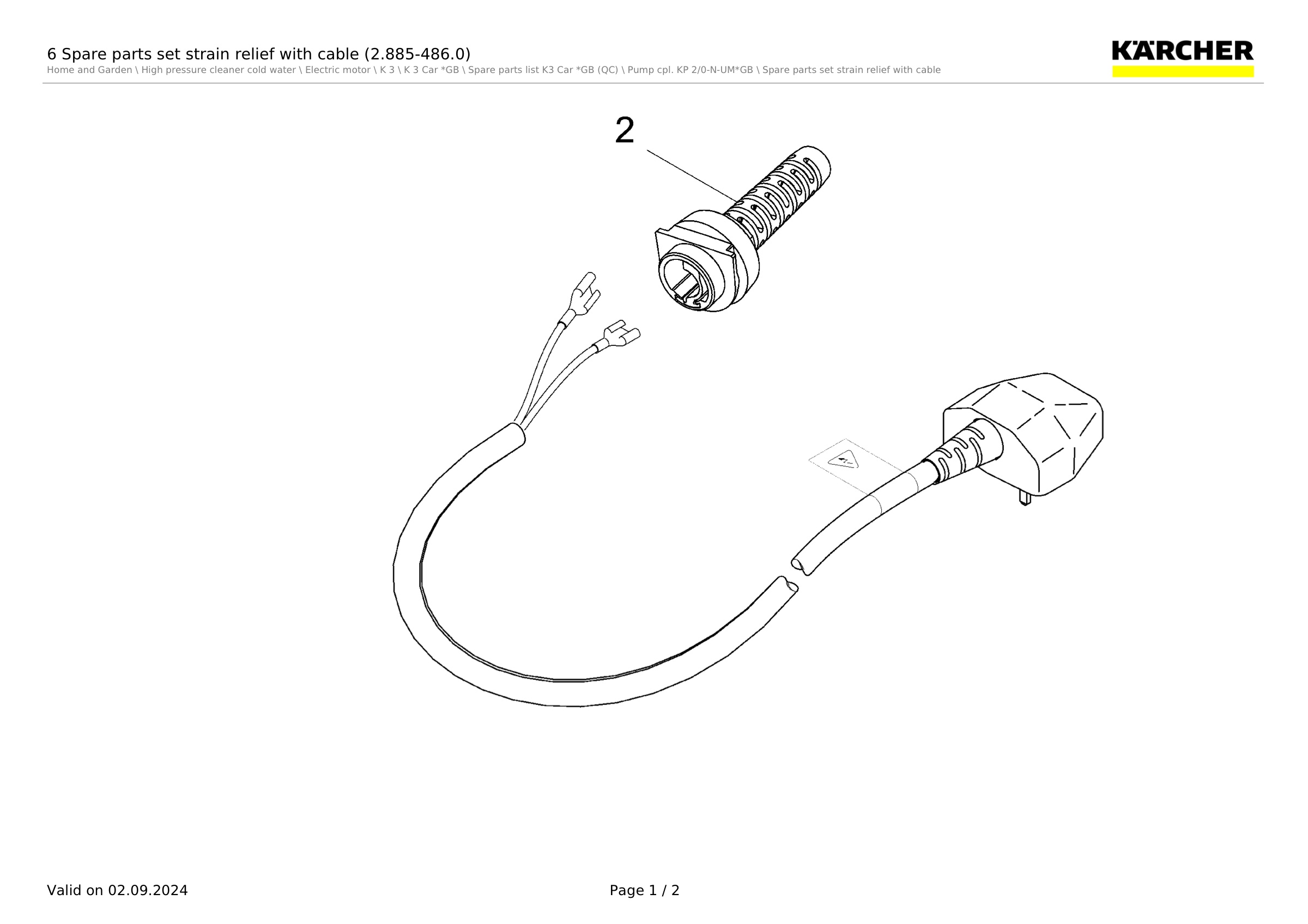 6 Spare parts set strain relief with cable (2.885-486.0)