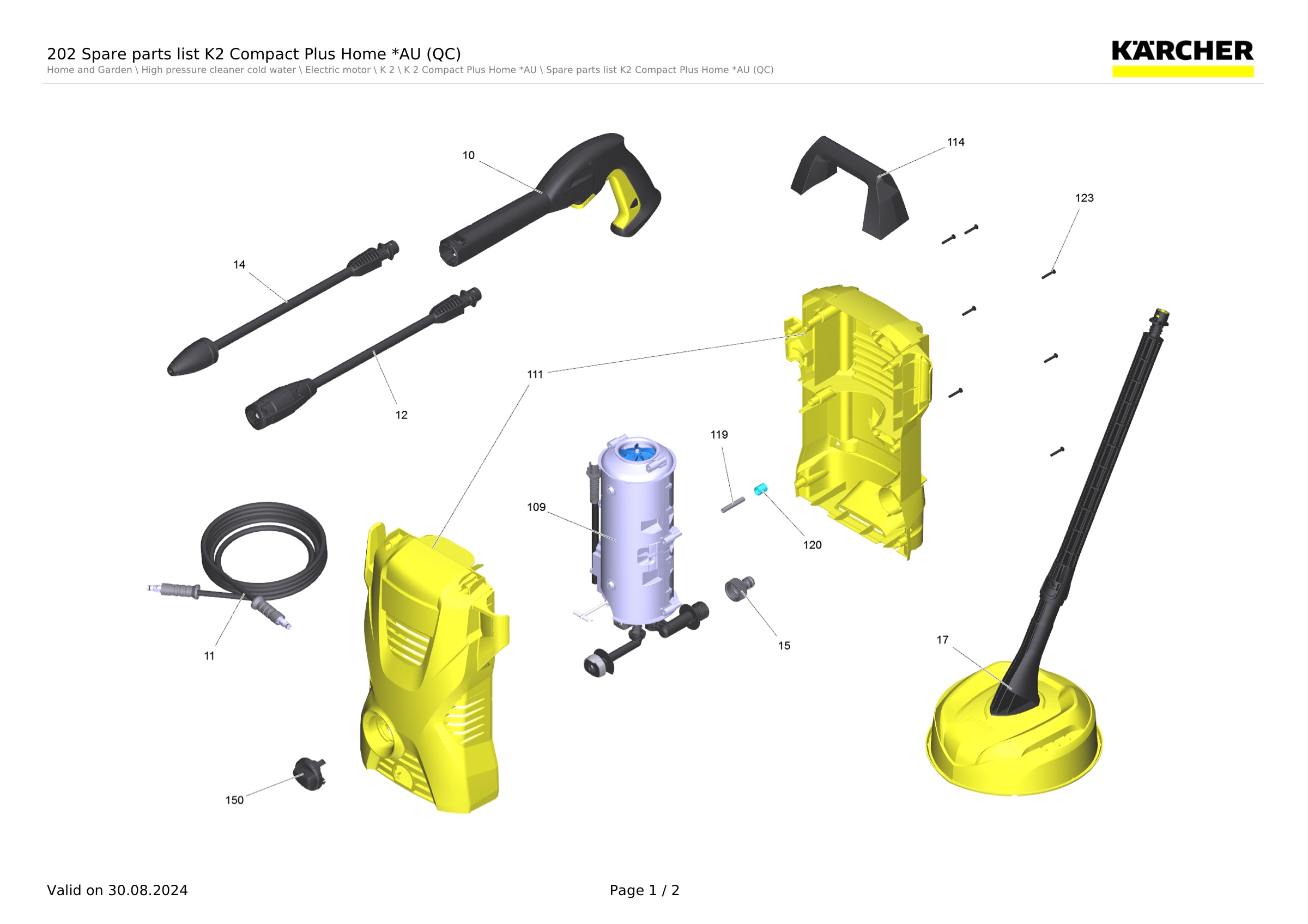 202 Spare parts list K2 Compact Plus Home *AU (QC)
