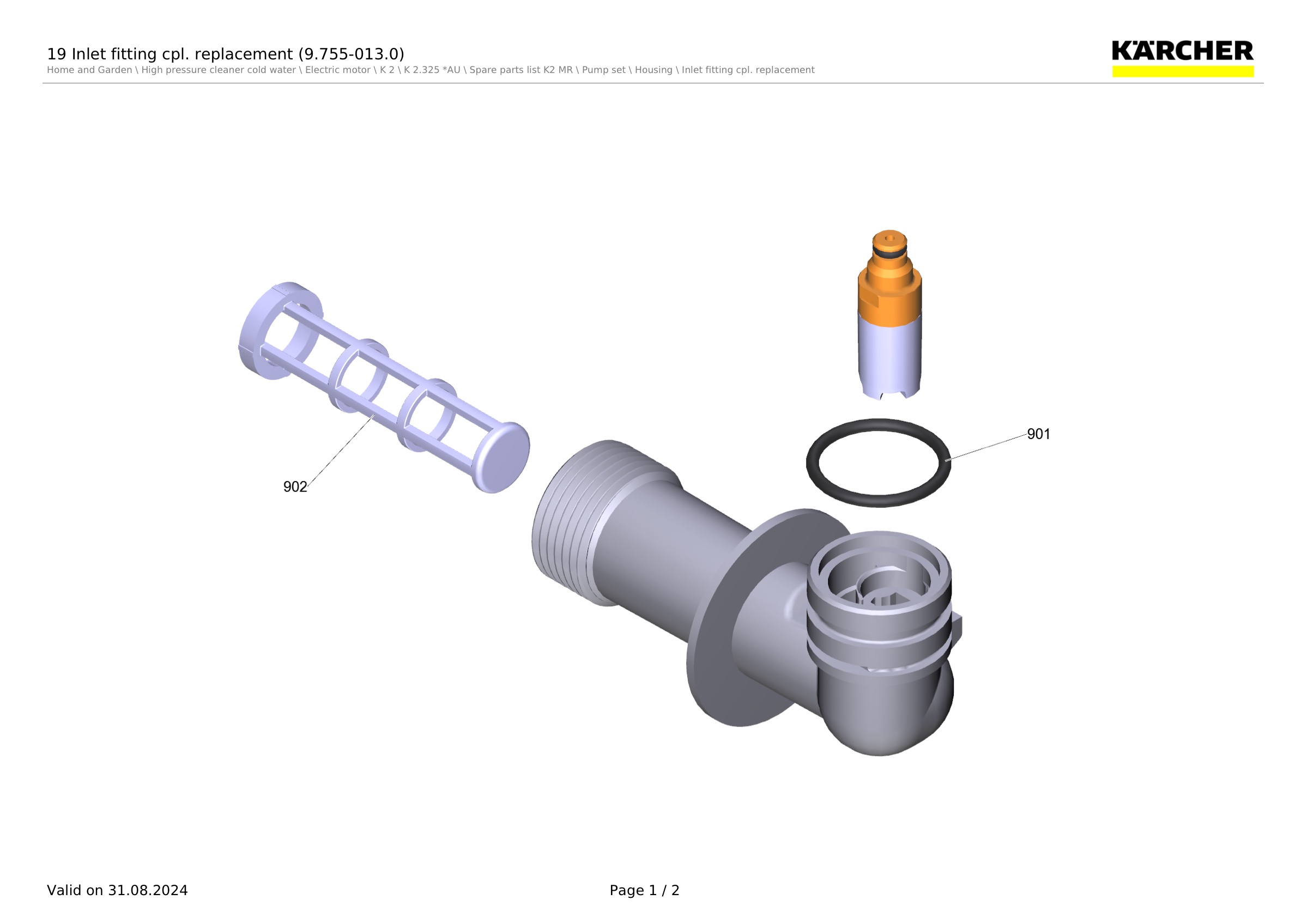 19 Inlet fitting cpl. replacement (9.755-013.0)