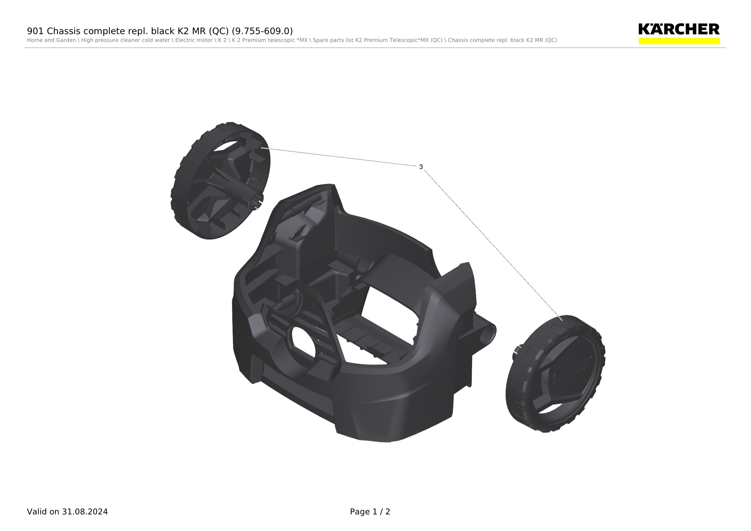 901 Chassis complete repl. black K2 MR (QC) (9.755-609.0)