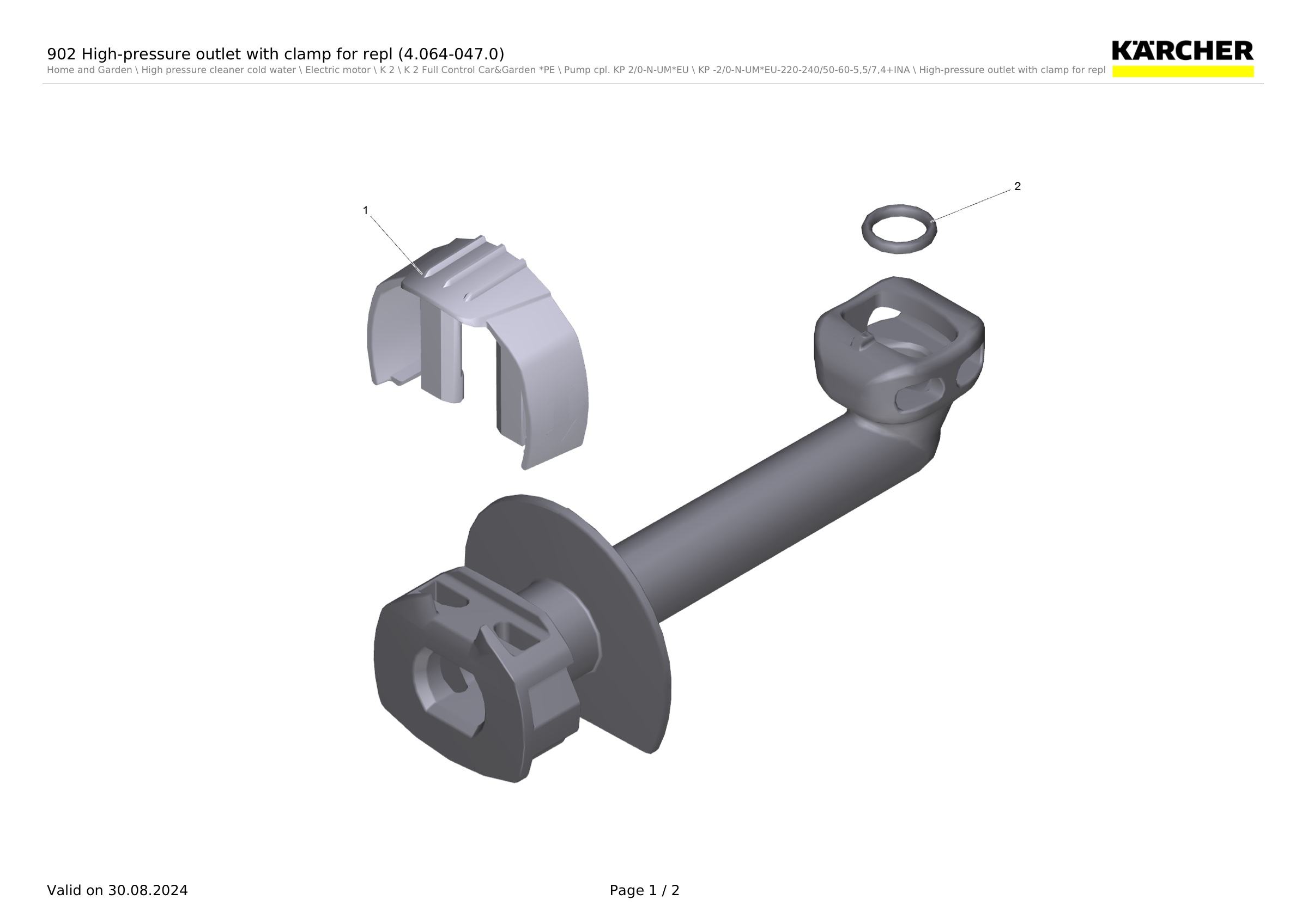 902 High-pressure outlet with clamp for repl (4.064-047.0)