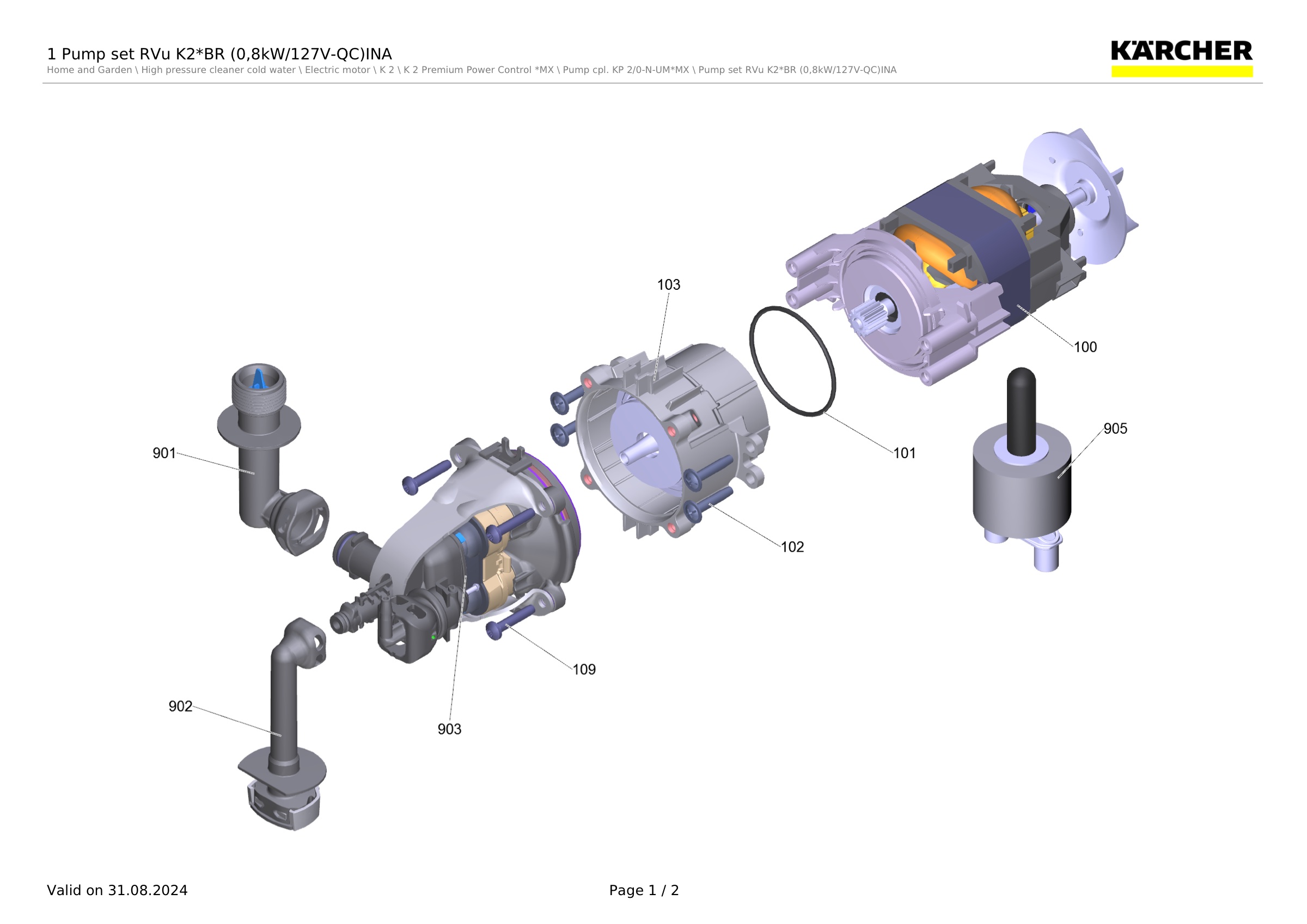 1 Pump set RVu K2*BR (0,8kW/127V-QC)INA
