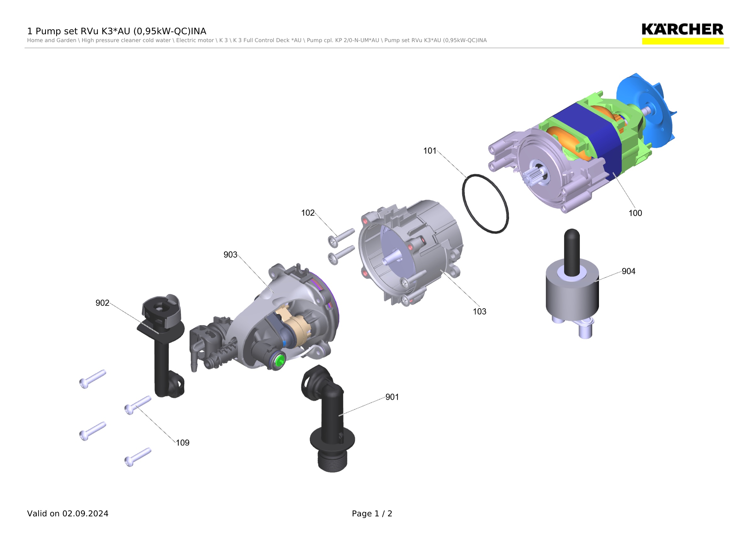 1 Pump set RVu K3*AU (0,95kW-QC)INA