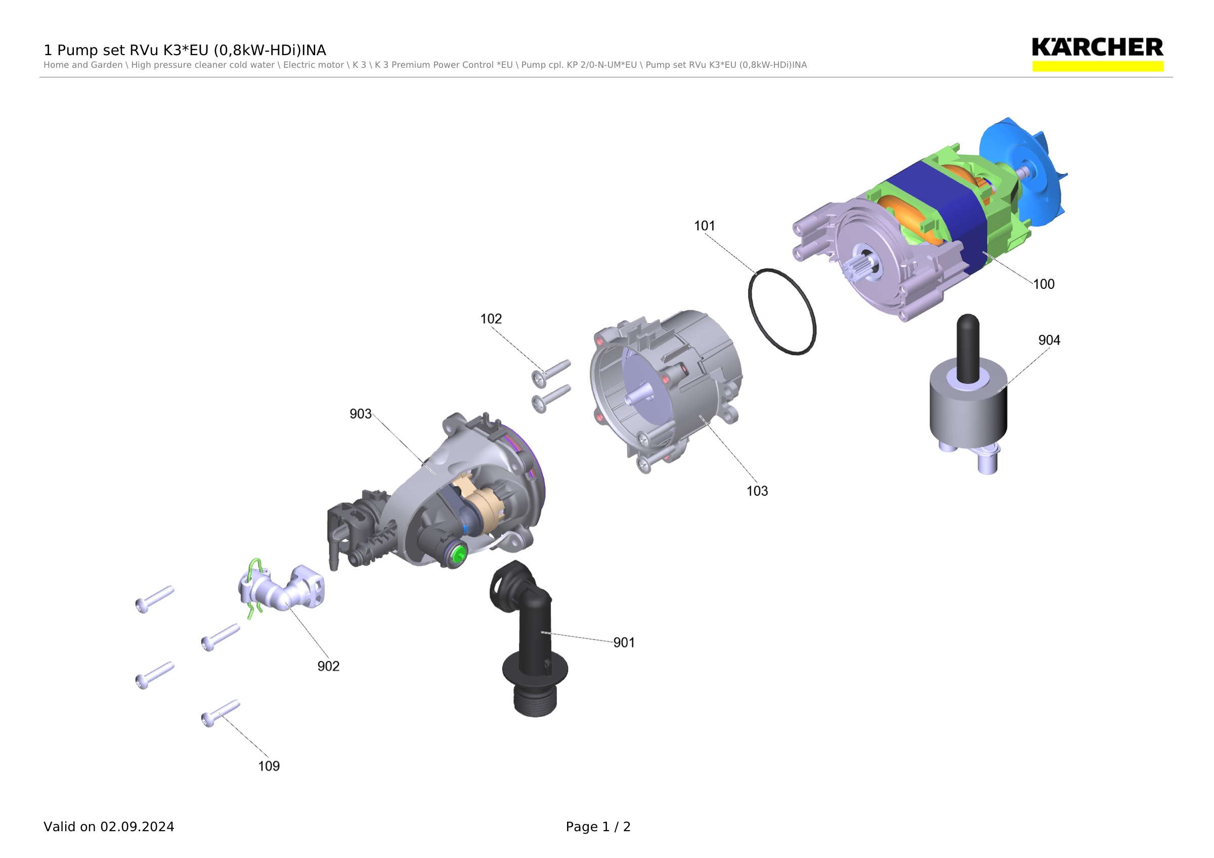 1 Pump set RVu K3*EU (0,8kW-HDi)INA