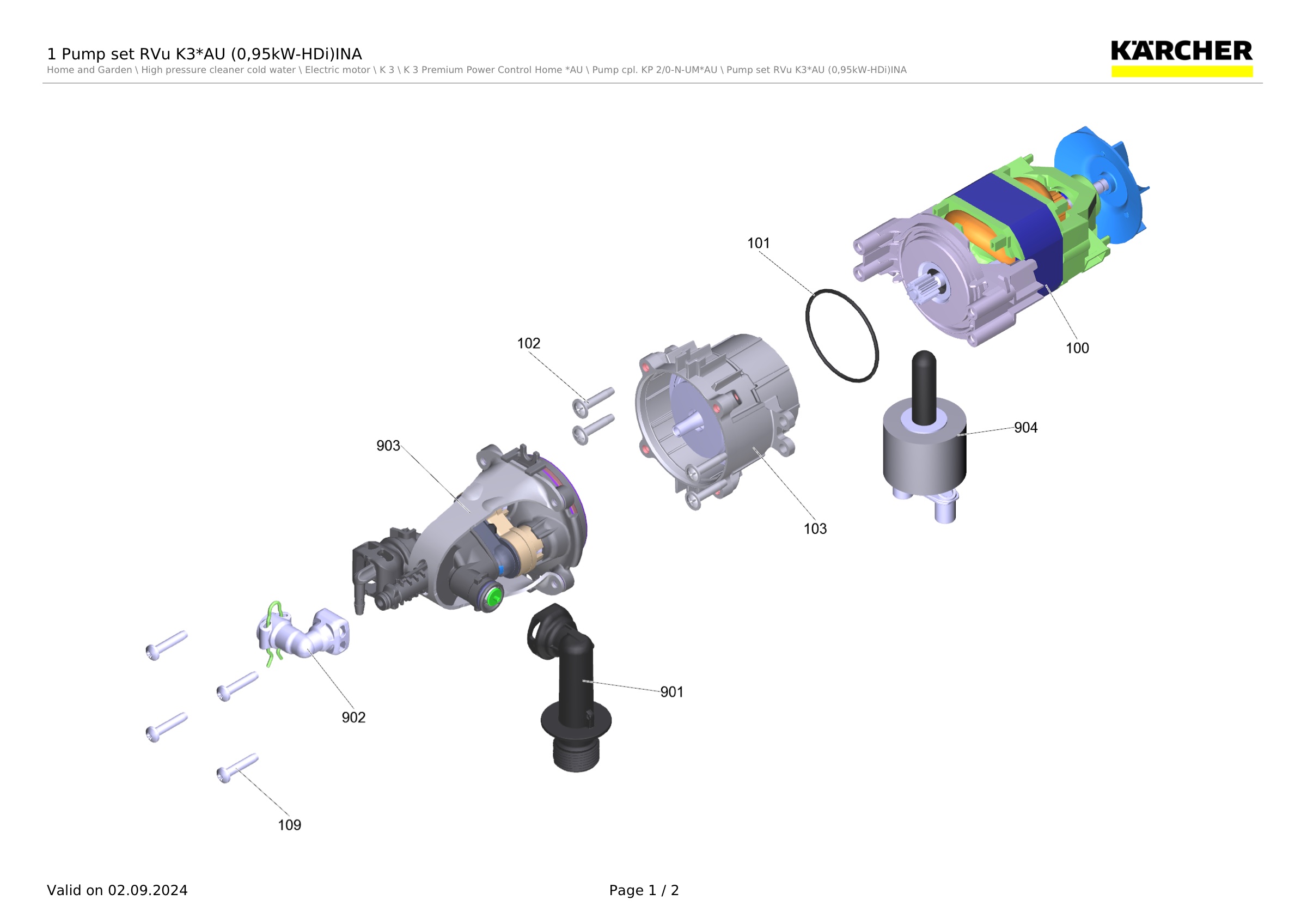 1 Pump set RVu K3*AU (0,95kW-HDi)INA