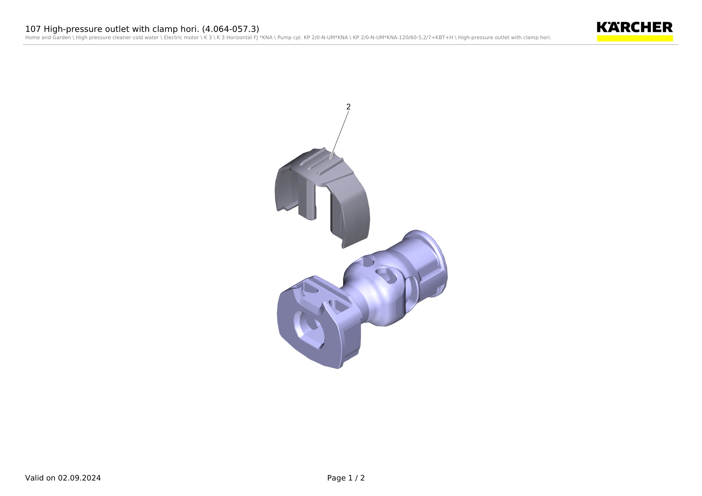 107 High-pressure outlet with clamp hori. (4.064-057.3)