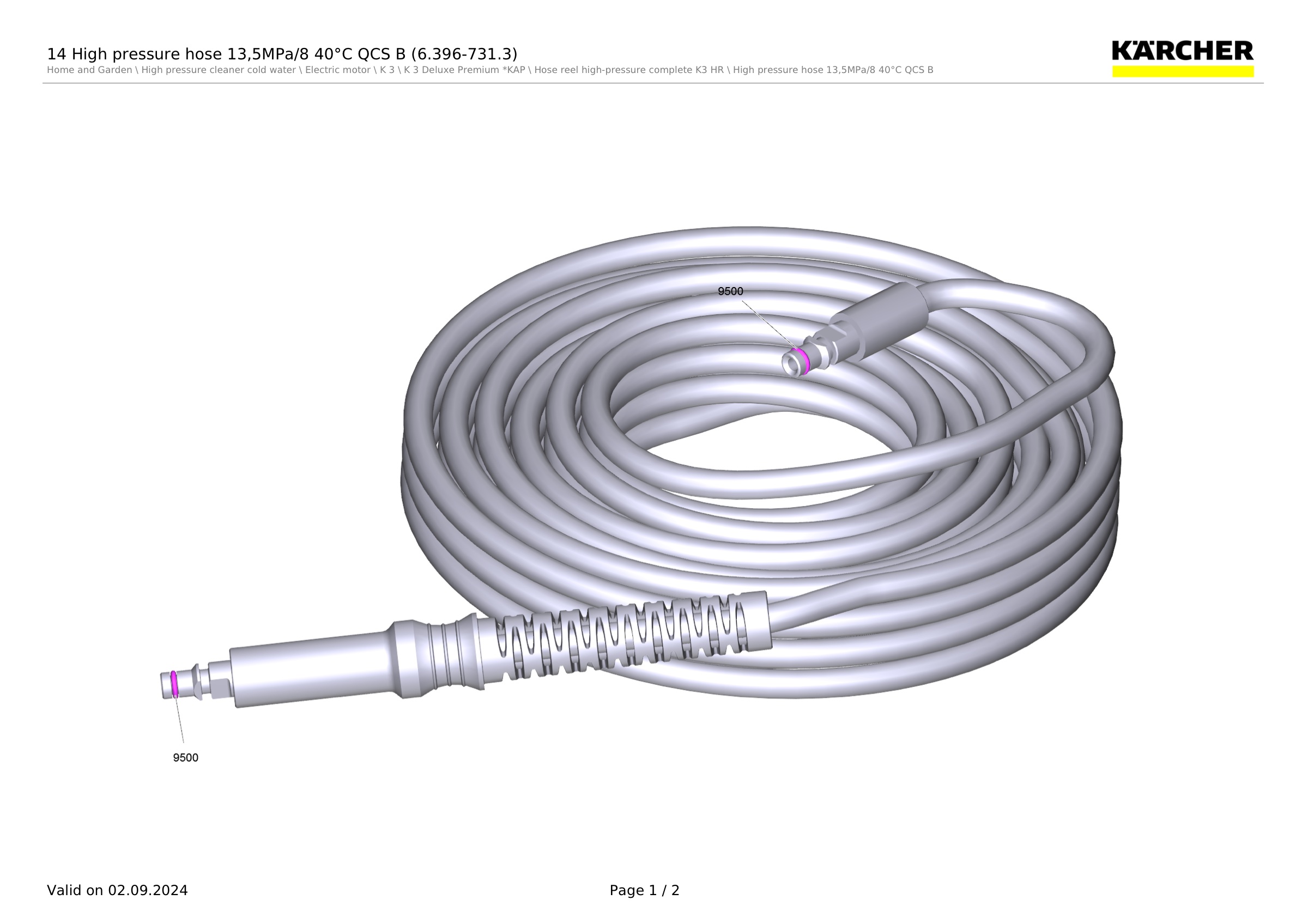 14 High pressure hose 13,5MPa/8 40°C QCS B (6.396-731.3)