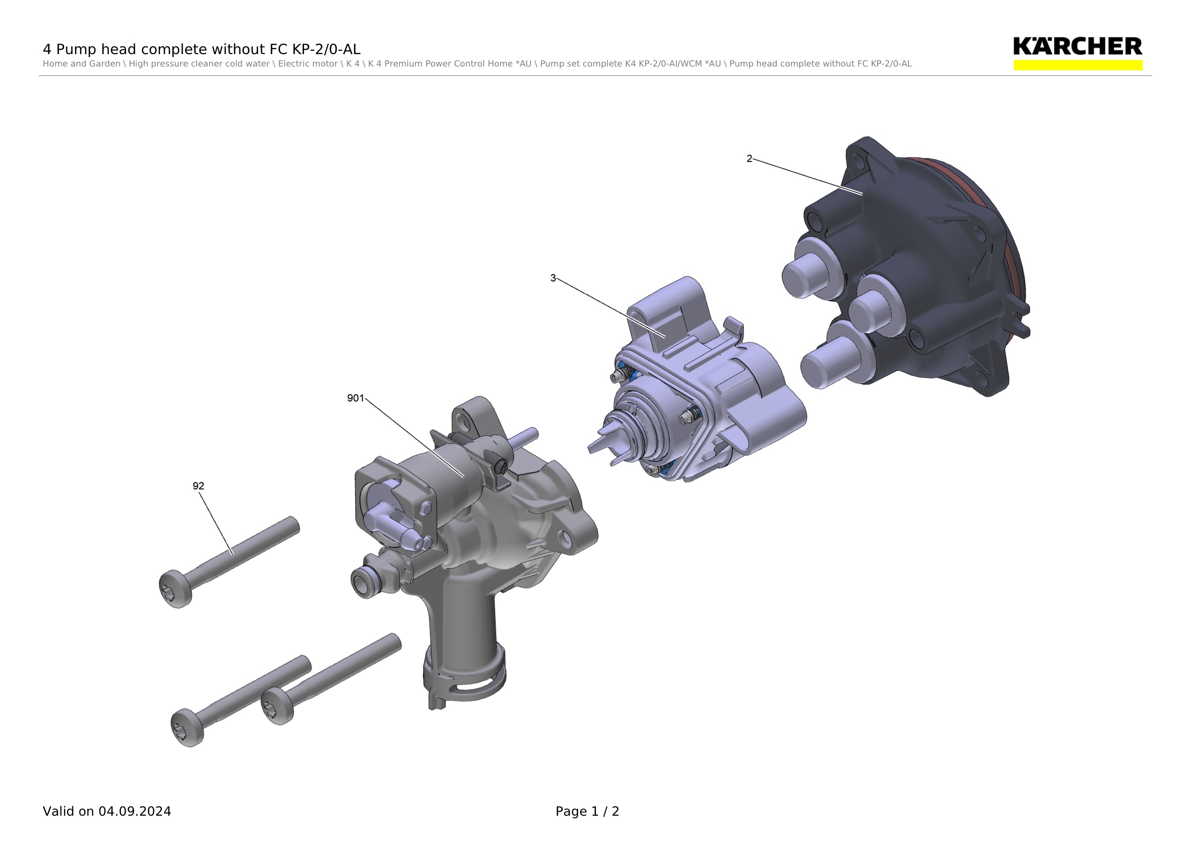 4 Pump head complete without FC KP-2/0-AL