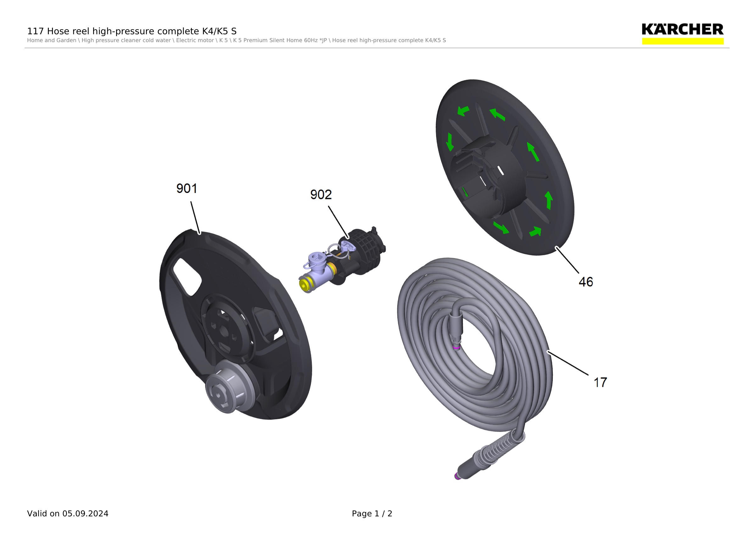 117 Hose reel high-pressure complete K4/K5 S