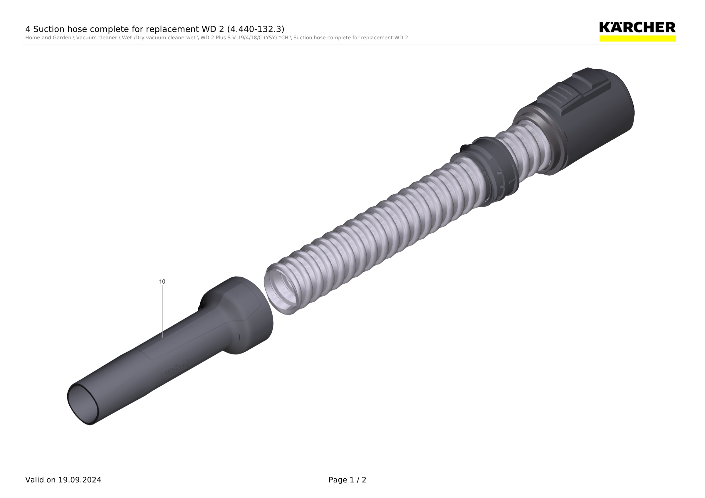 4 Suction hose complete for replacement WD 2 (4.440-132.3)