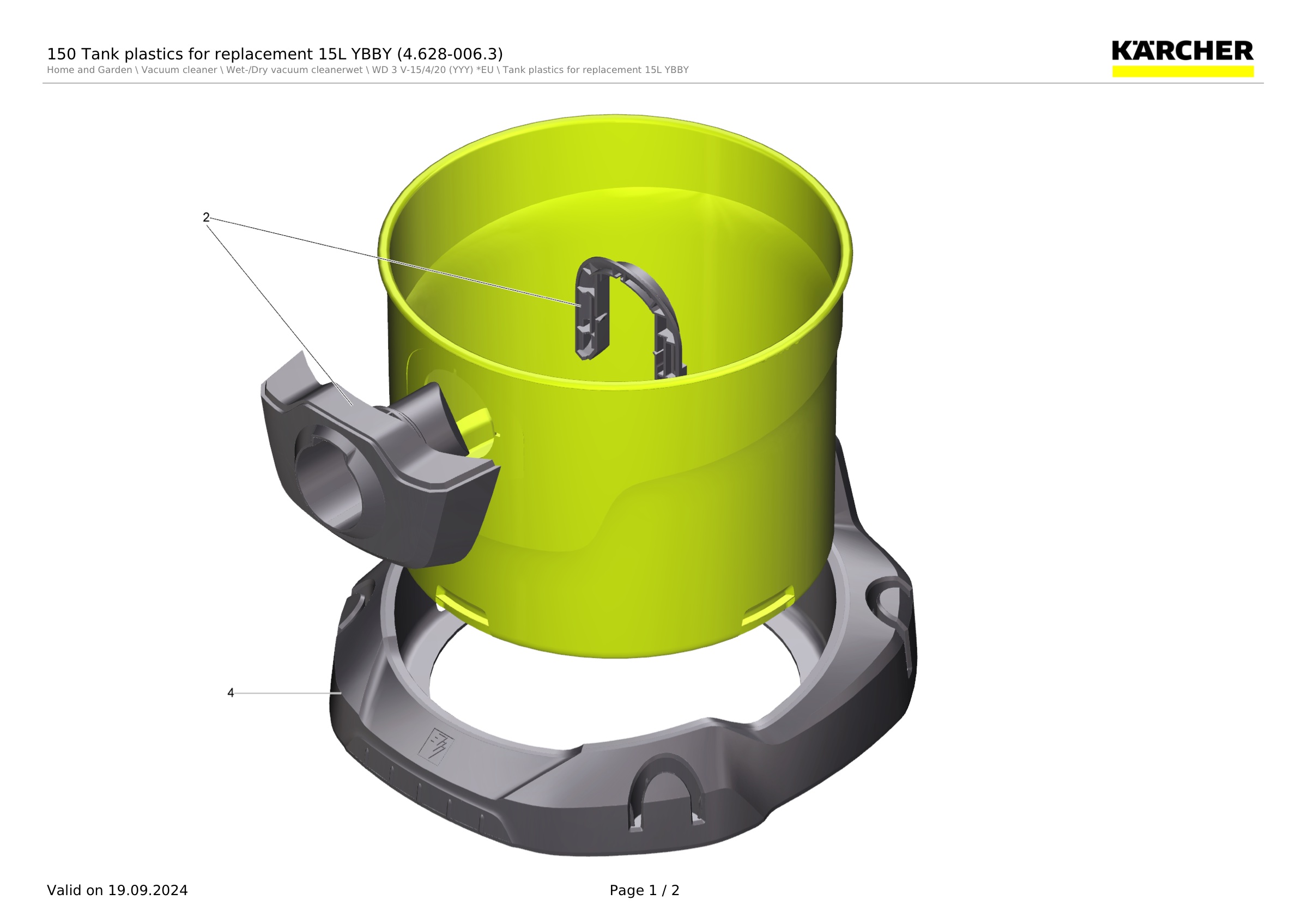 150 Tank plastics for replacement 15L YBBY (4.628-006.3)