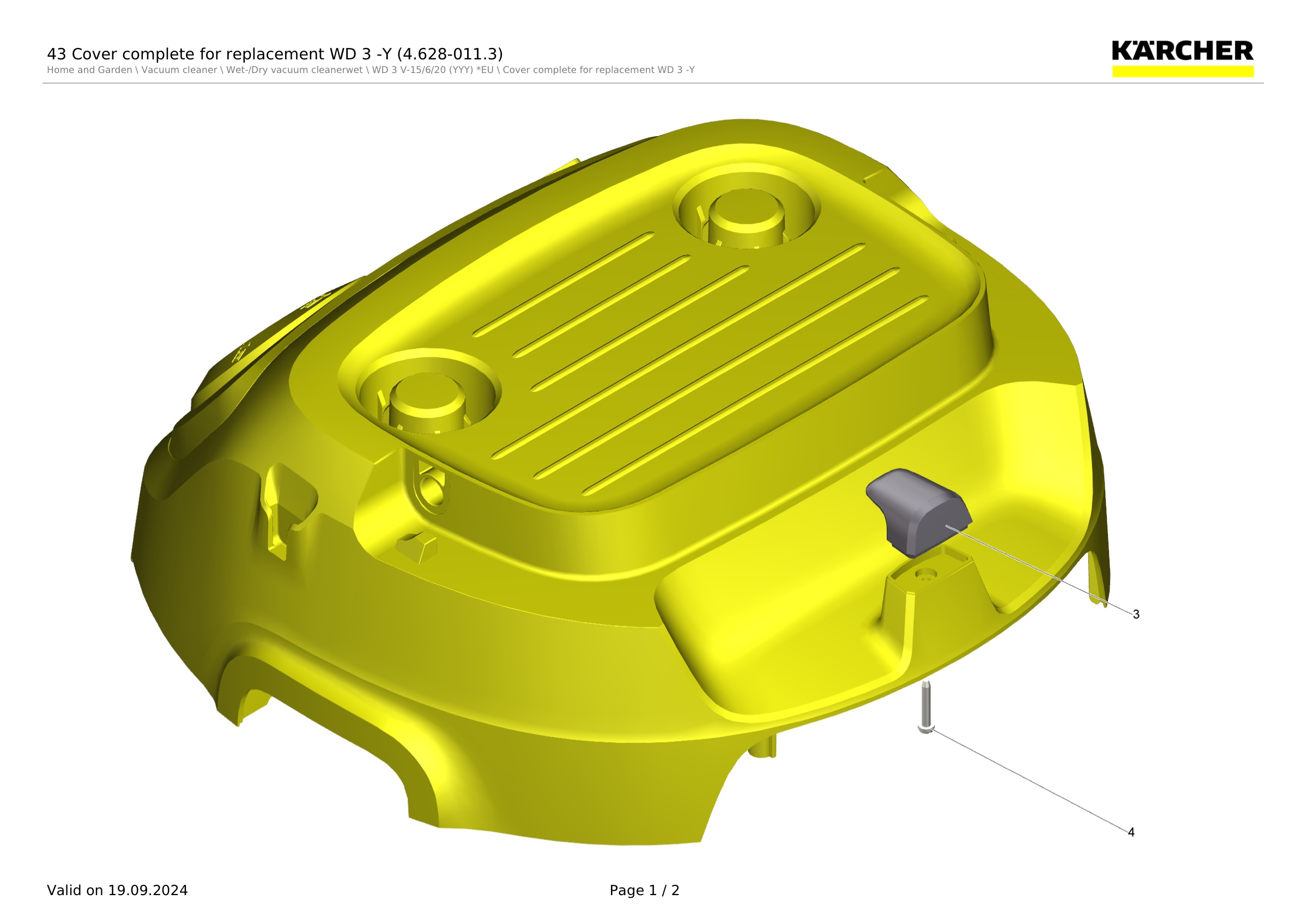 43 Cover complete for replacement WD 3 -Y (4.628-011.3)