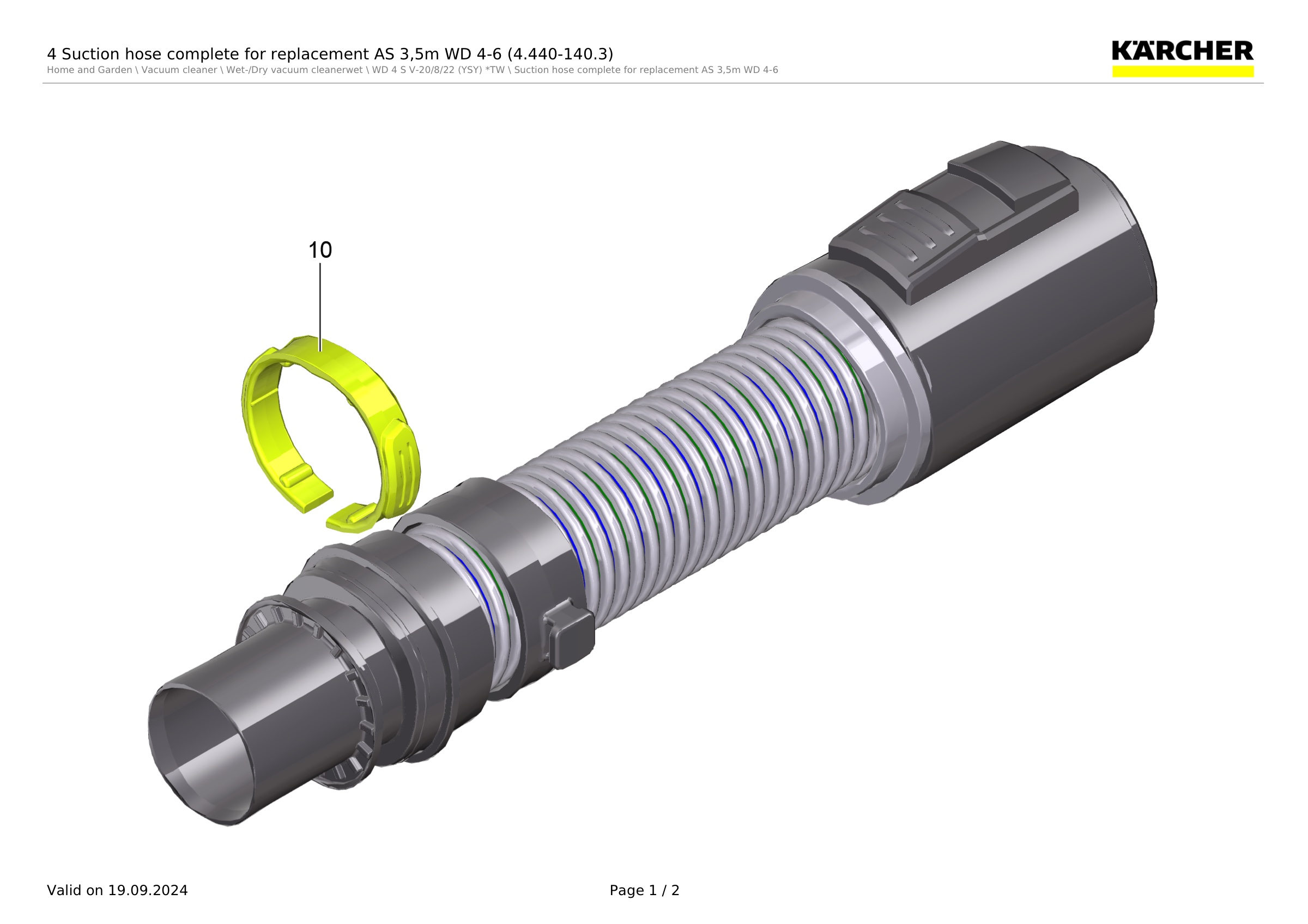 4 Suction hose complete for replacement AS 3,5m WD 4-6 (4.440-140.3)