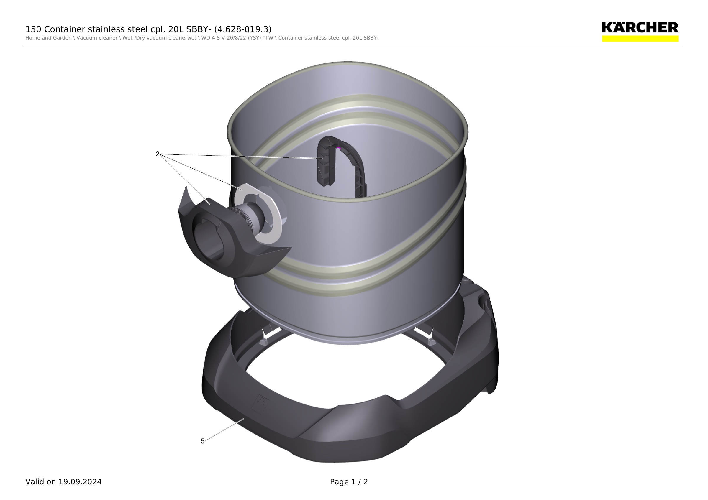 150 Container stainless steel cpl. 20L SBBY- (4.628-019.3)