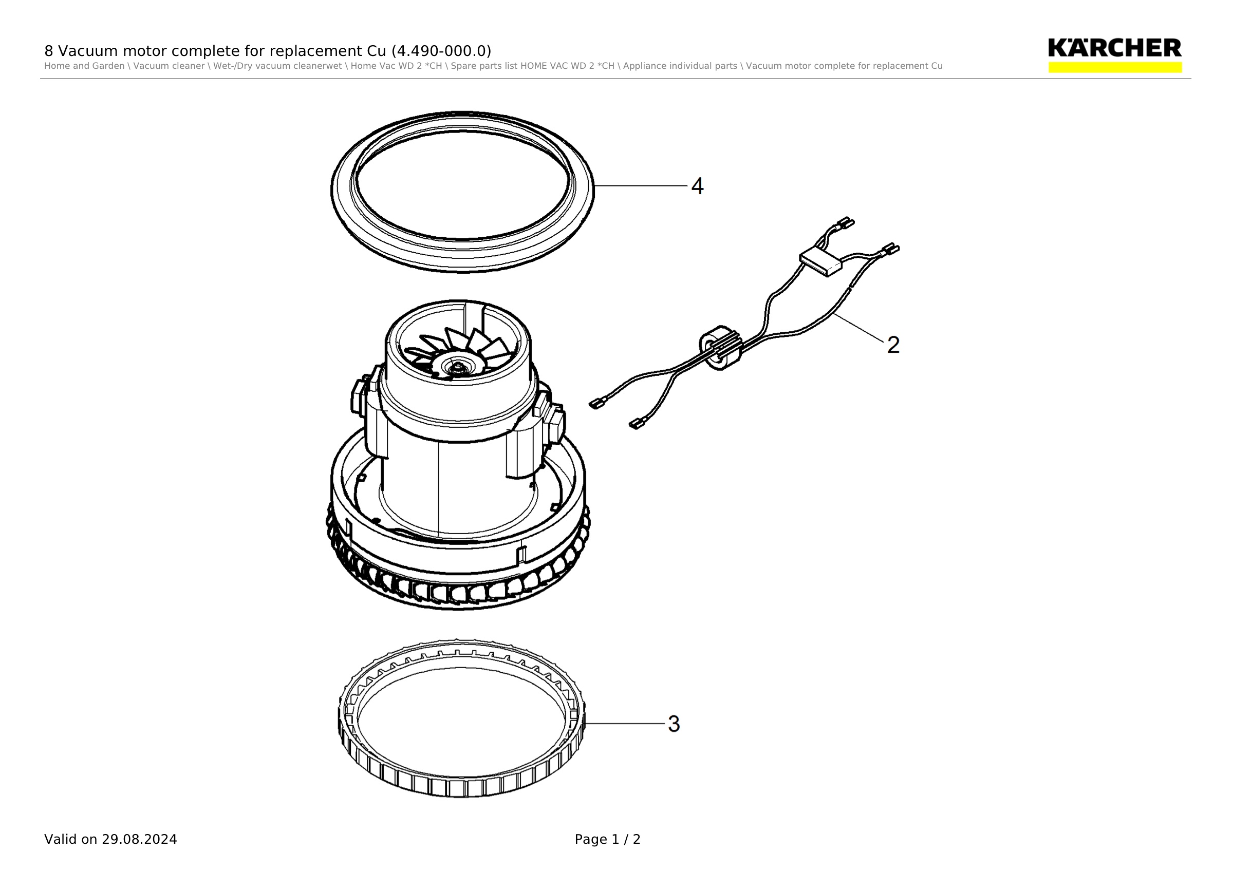 8 Vacuum motor complete for replacement Cu (4.490-000.0)