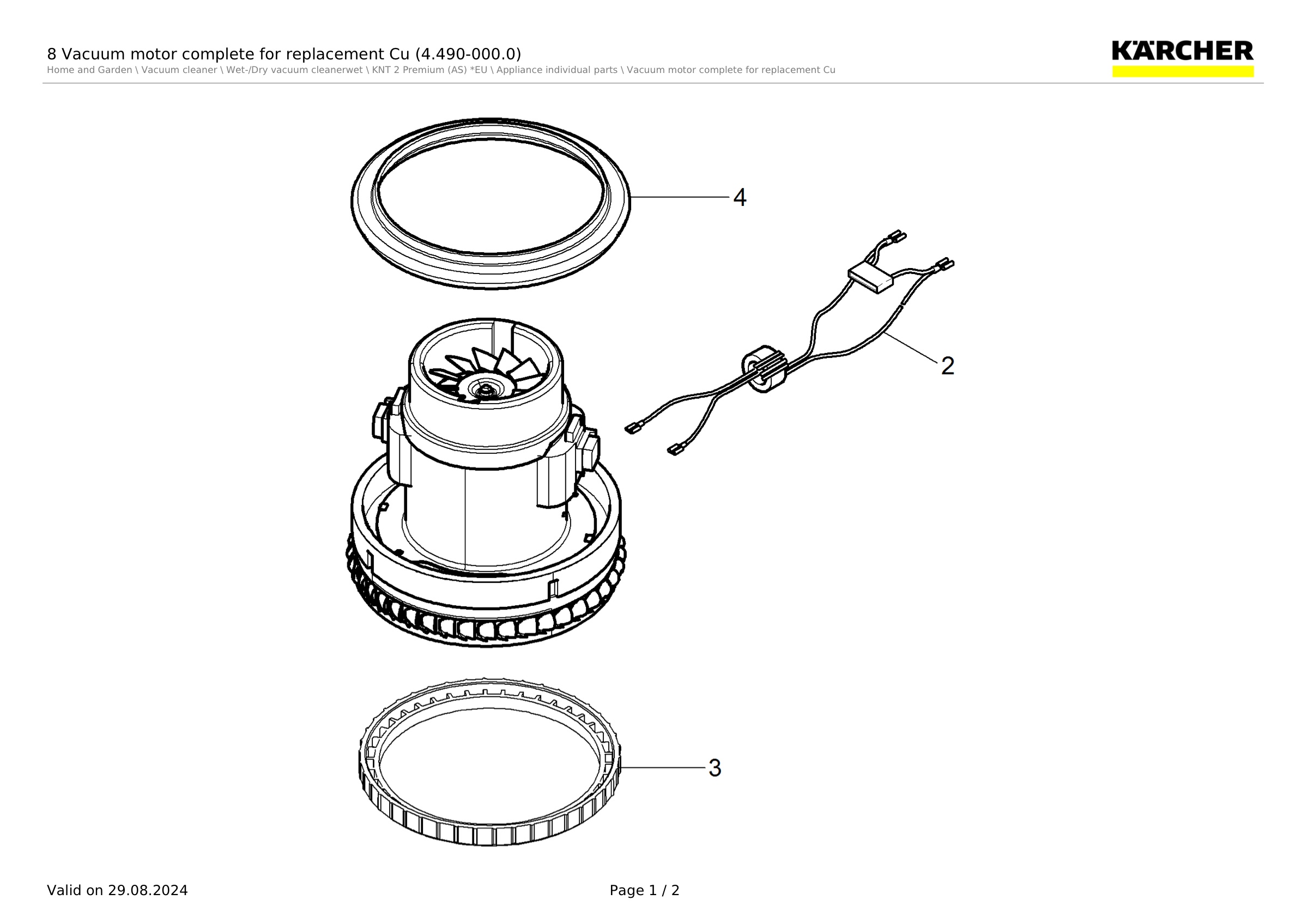 8 Vacuum motor complete for replacement Cu (4.490-000.0)