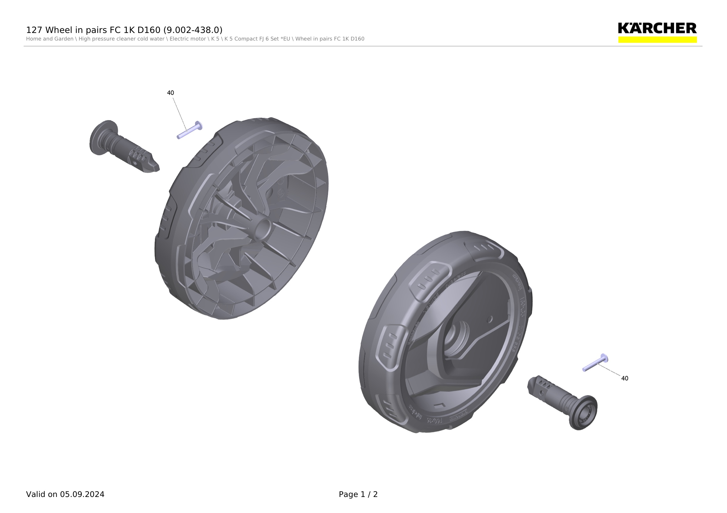 127 Wheel in pairs FC 1K D160 (9.002-438.0)