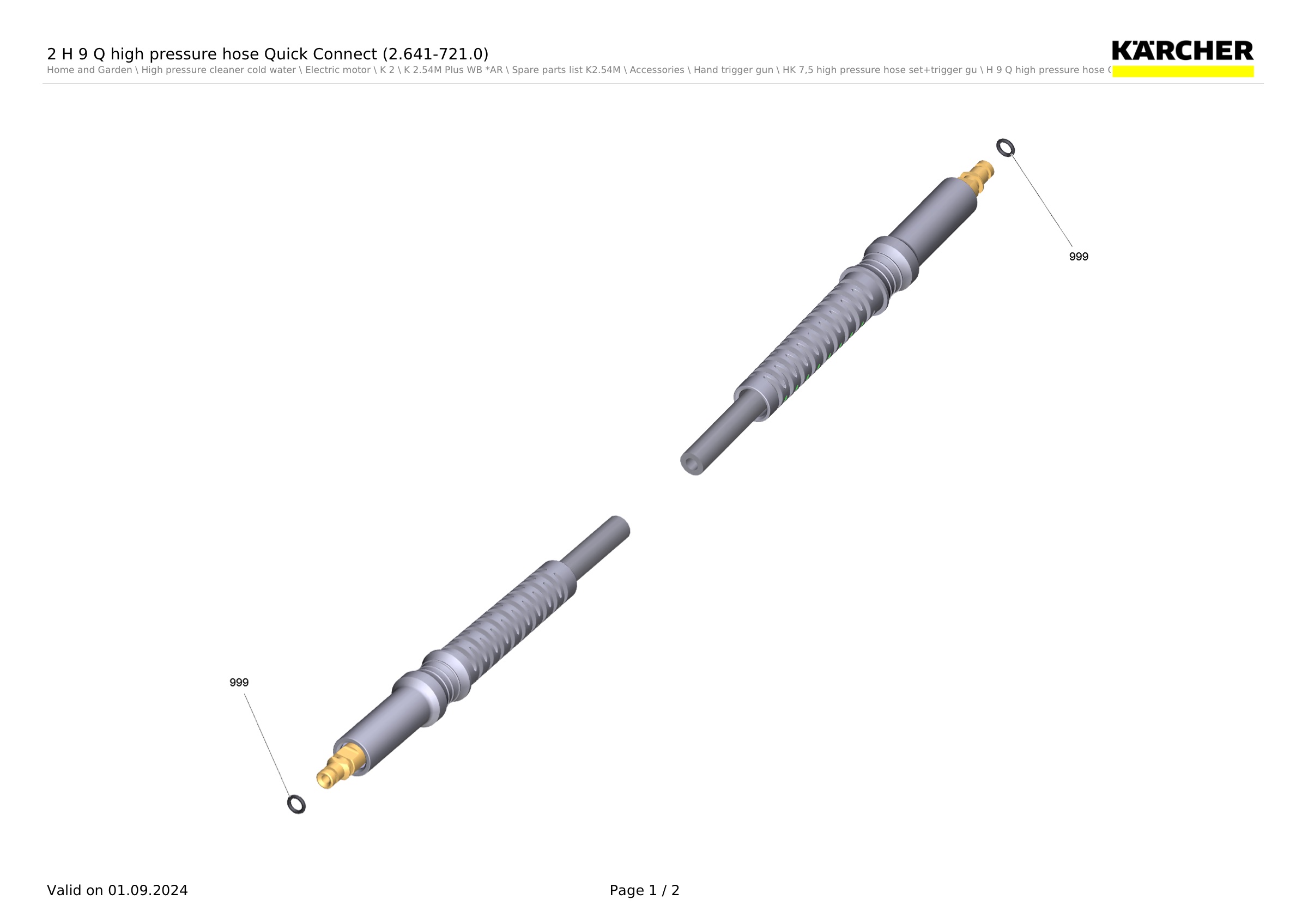 2 H 9 Q high pressure hose Quick Connect (2.641-721.0)
