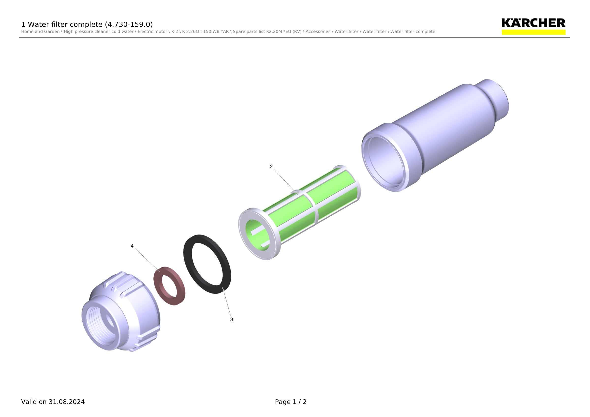 1 Water filter complete (4.730-159.0)