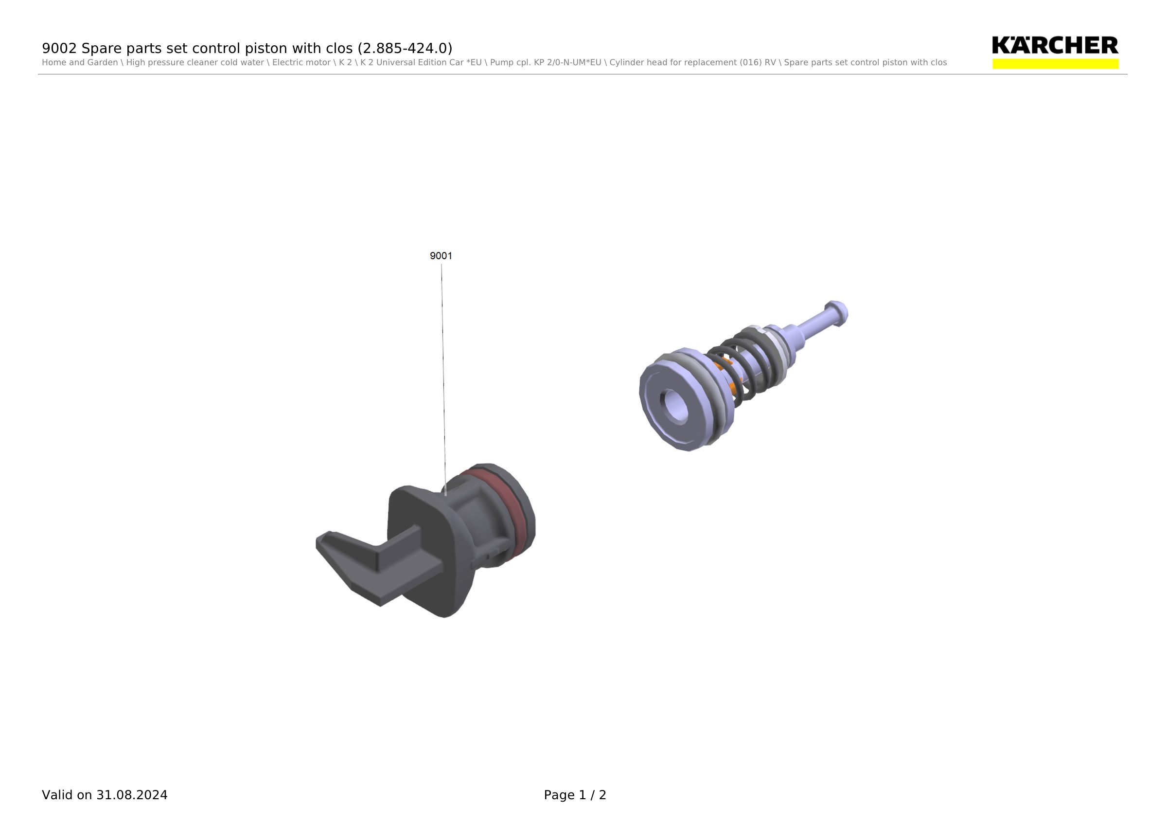 9002 Spare parts set control piston with clos (2.885-424.0)