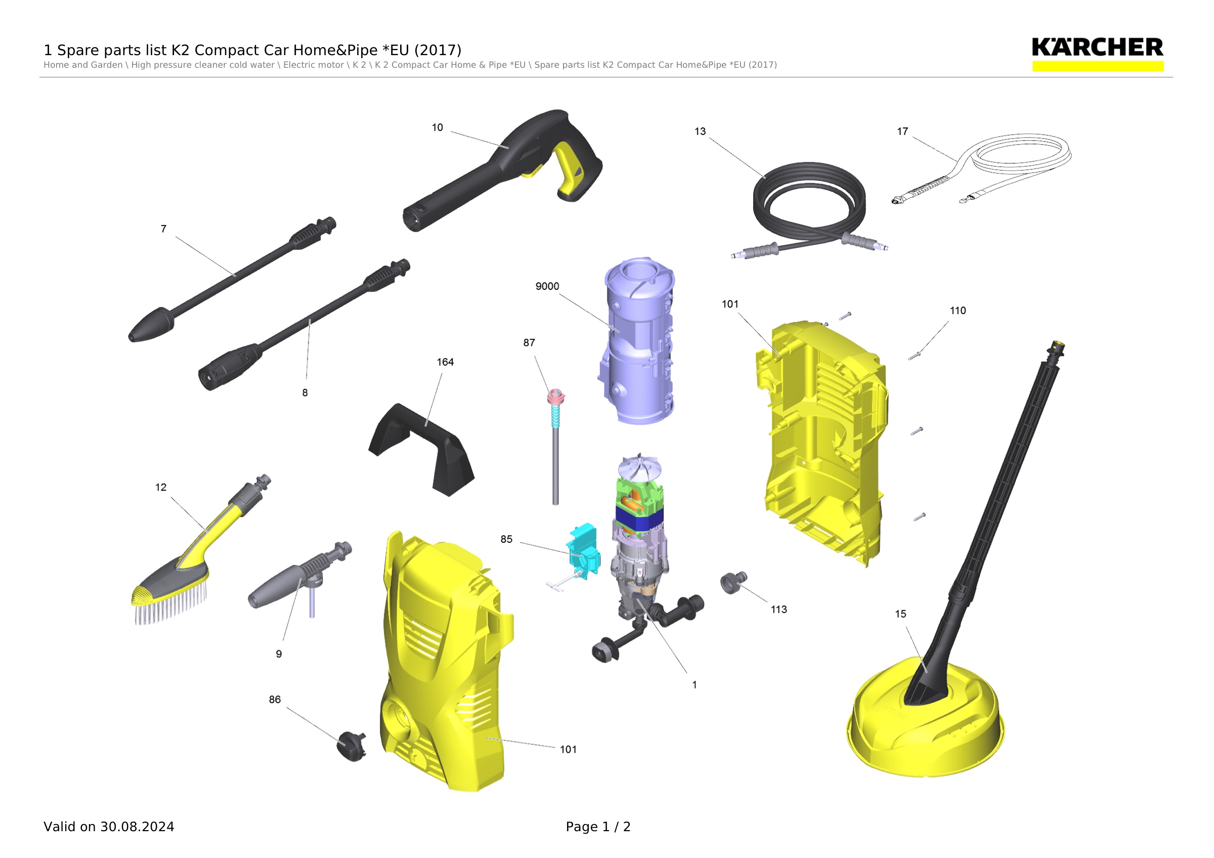 1 Spare parts list K2 Compact Car Home&Pipe *EU (2017)