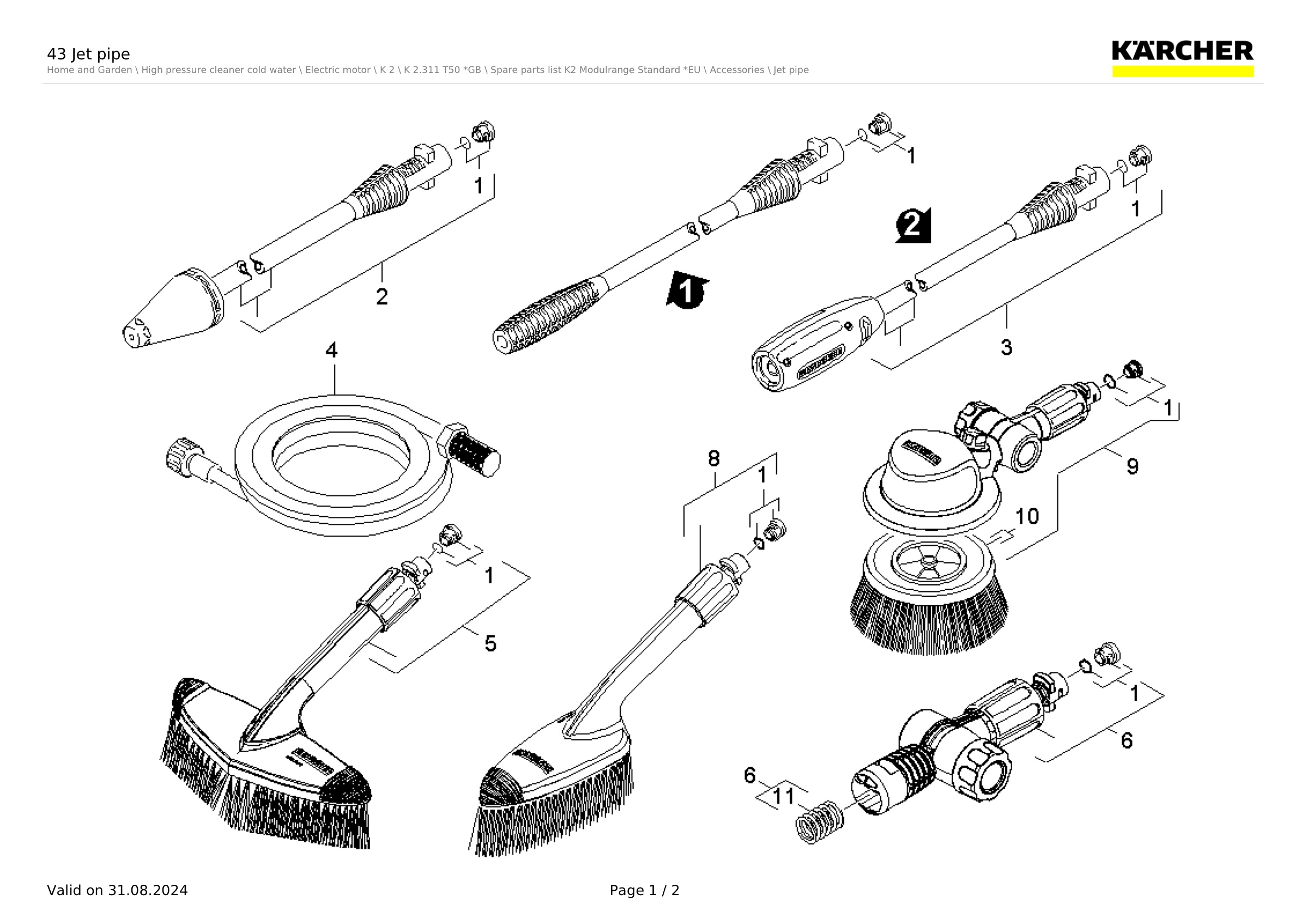 車のパーツ KARCHER Karcher Pressure Washer K2.311 T50 GB (1.673-212.0) Spares