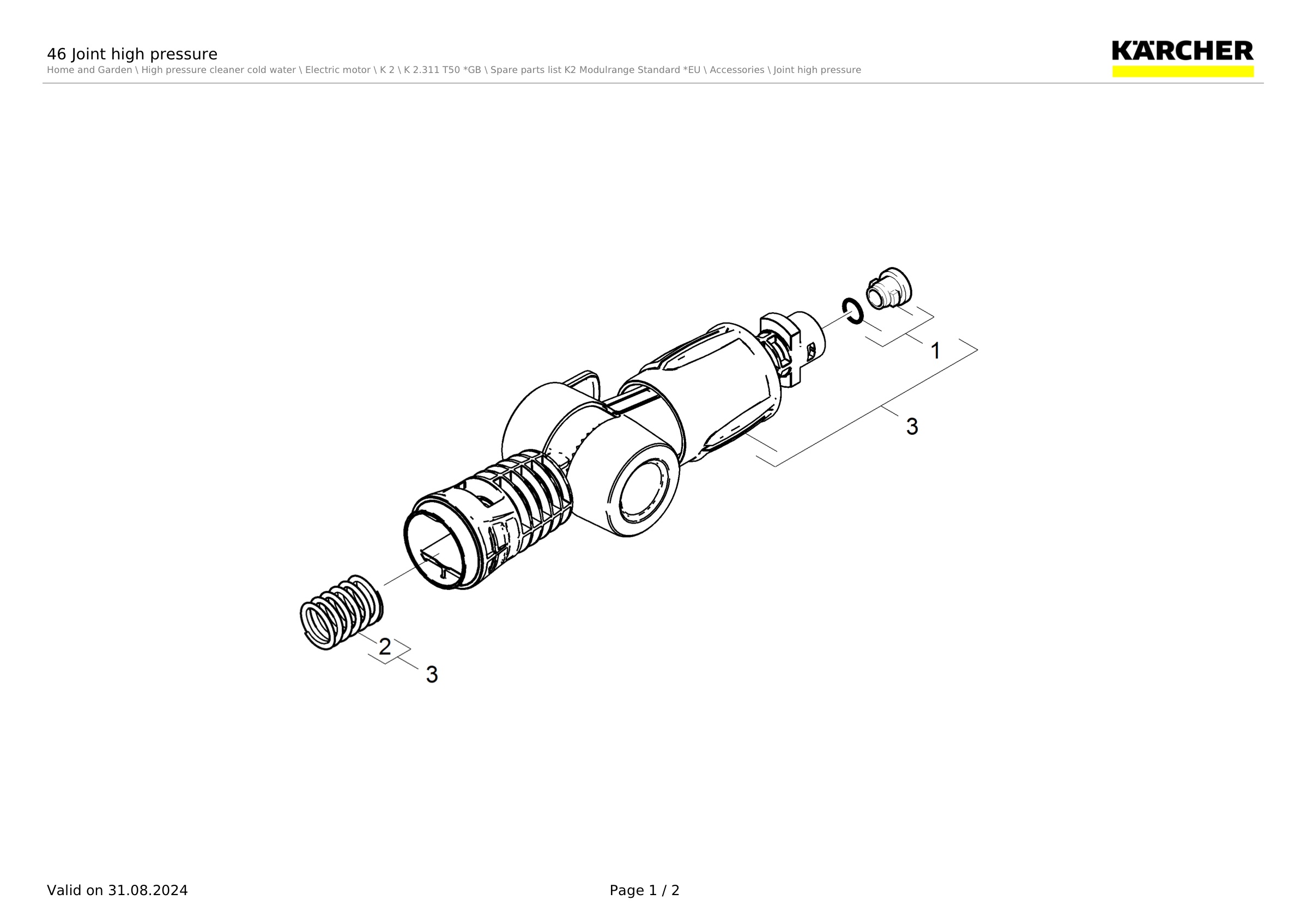 Karcher Pressure Washer K2.311 T50 GB (1.673-212.0) Spares