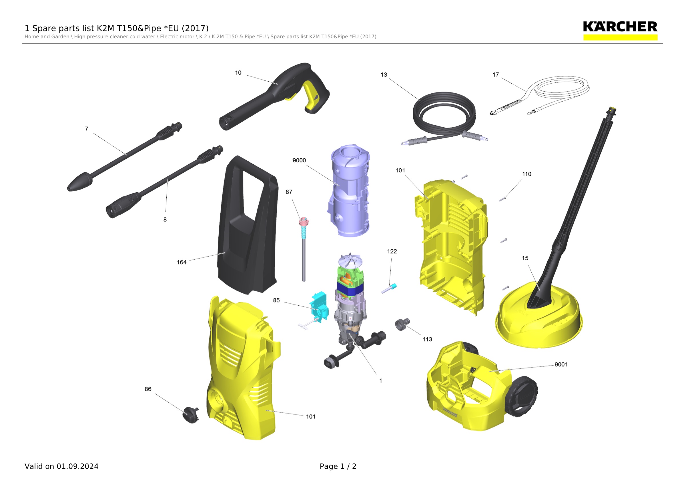 1 Spare parts list K2M T150&Pipe *EU (2017)