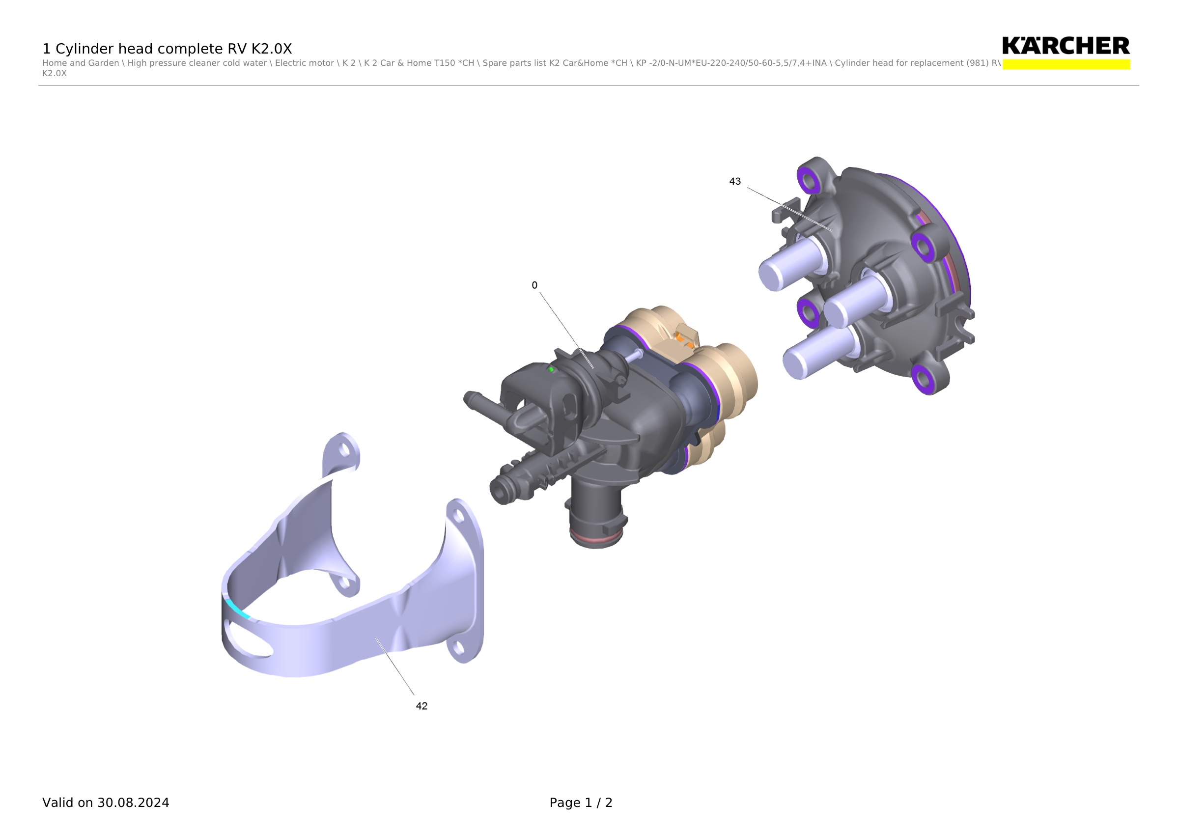 1 Cylinder head complete RV K2.0X