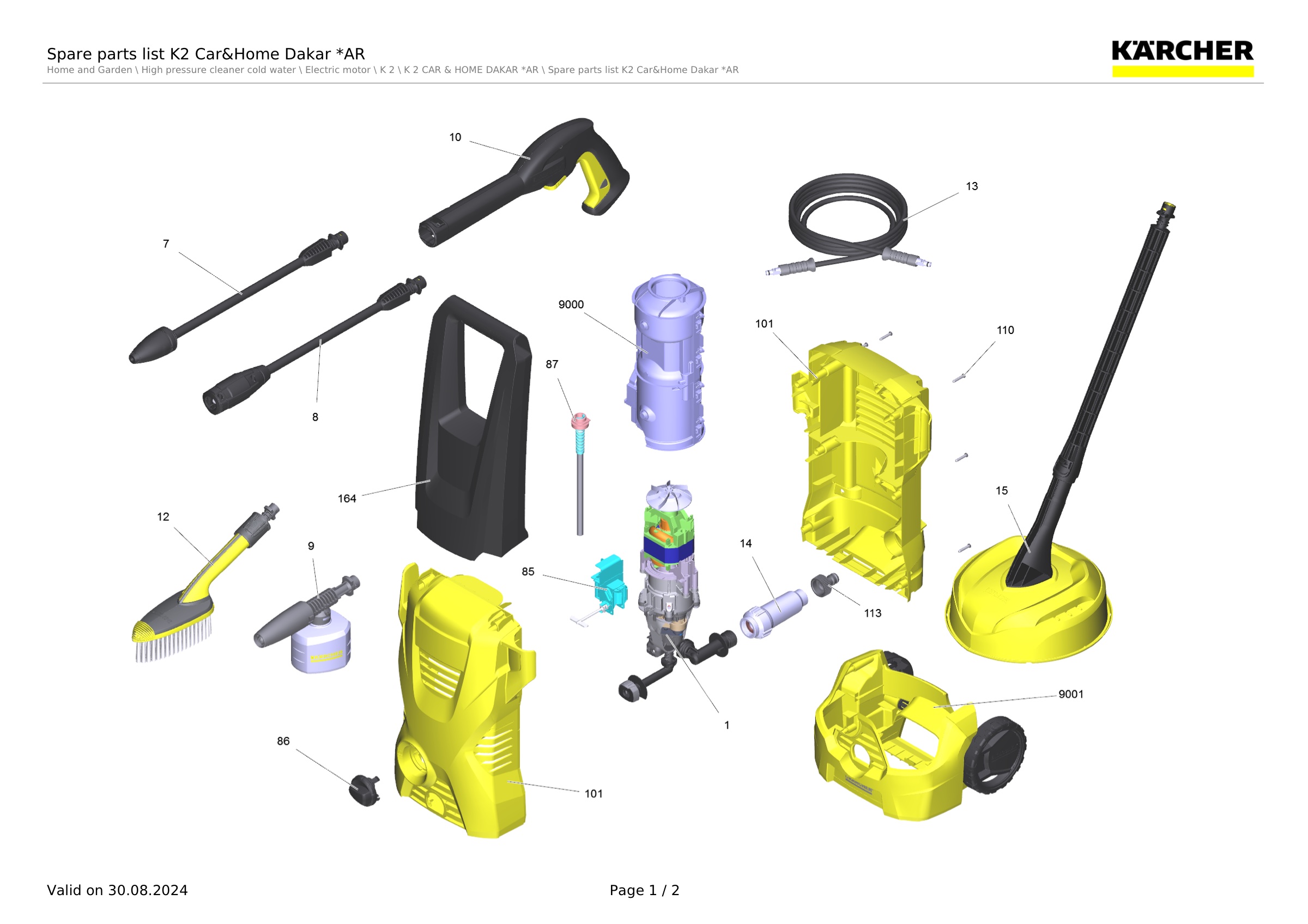 Spare parts list K2 Car&Home Dakar *AR